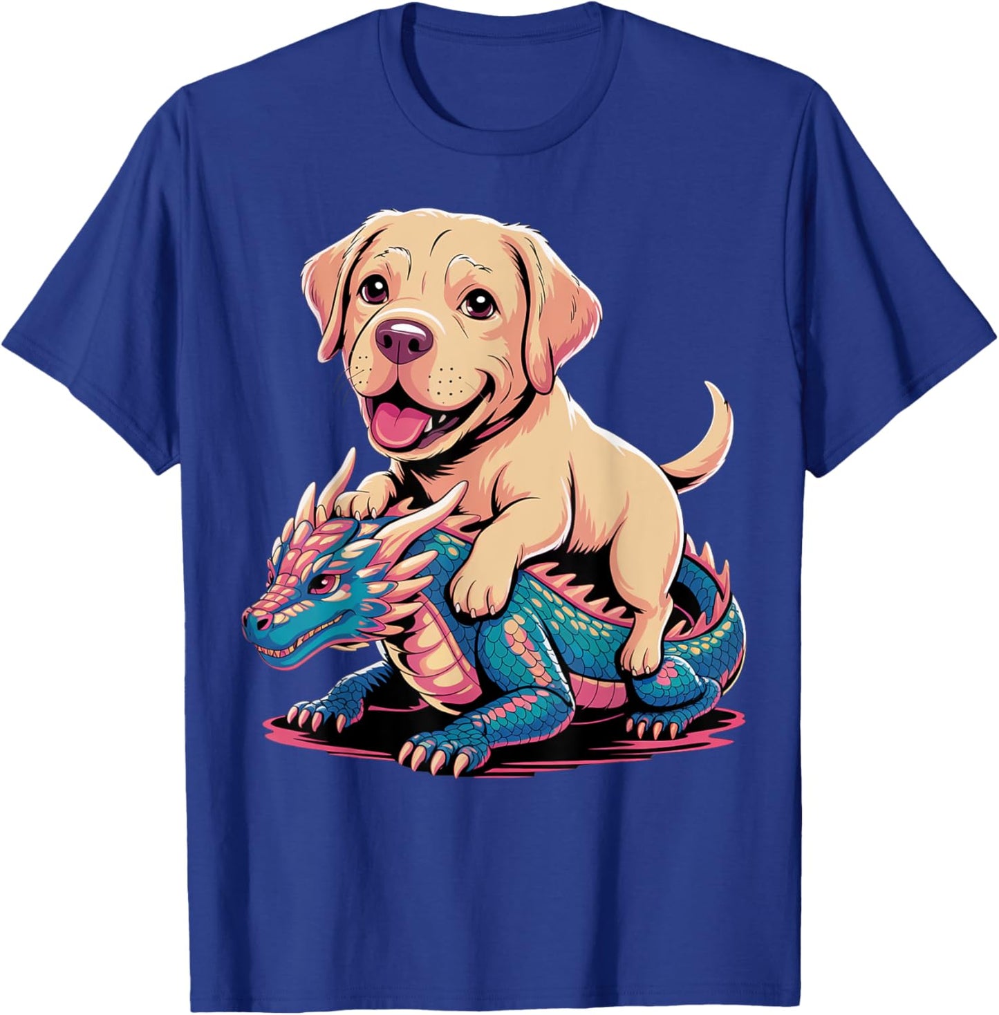 Cute Labrador Riding Dragon T-Shirt - T-Shirt | Royal