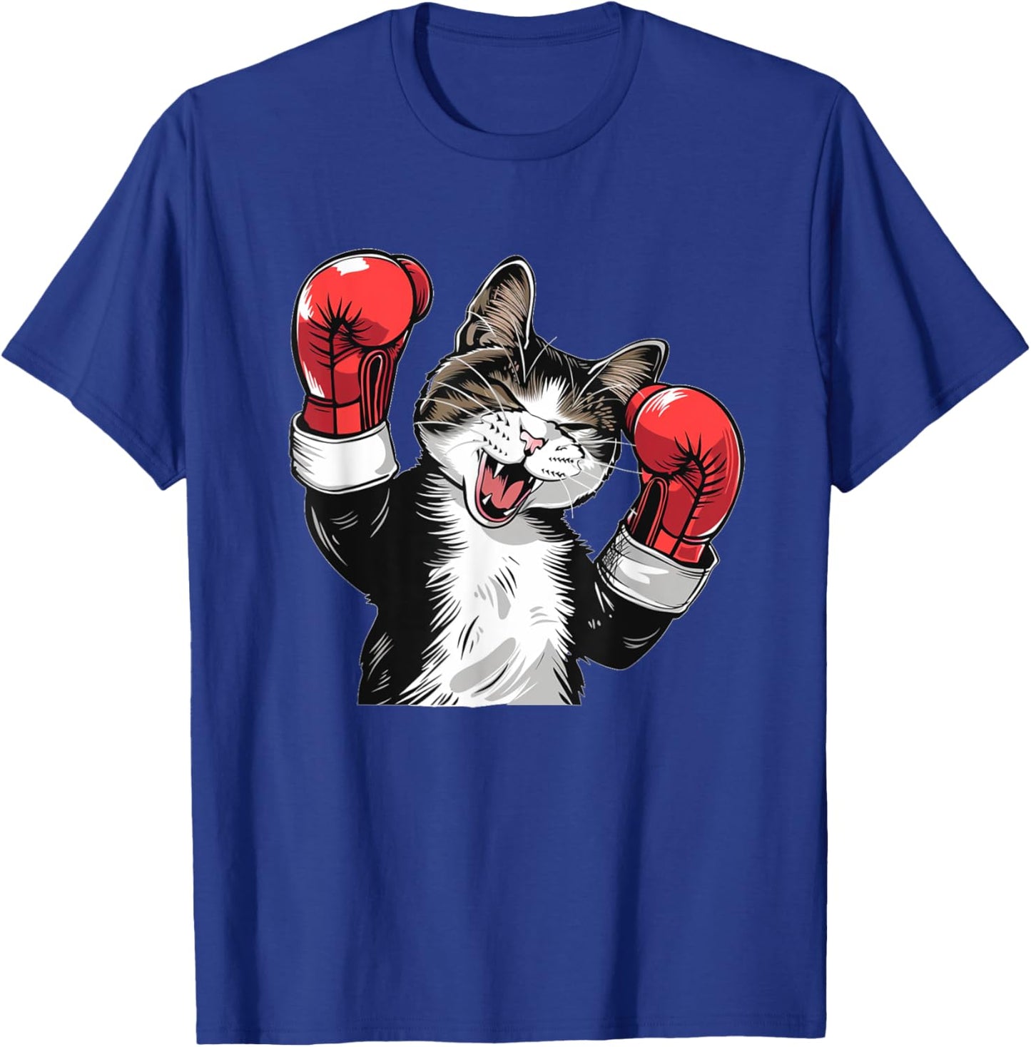 Cool boxing Cat with Sport Gloves for Boys and Girls T-Shirt - T-Shirt | Royal