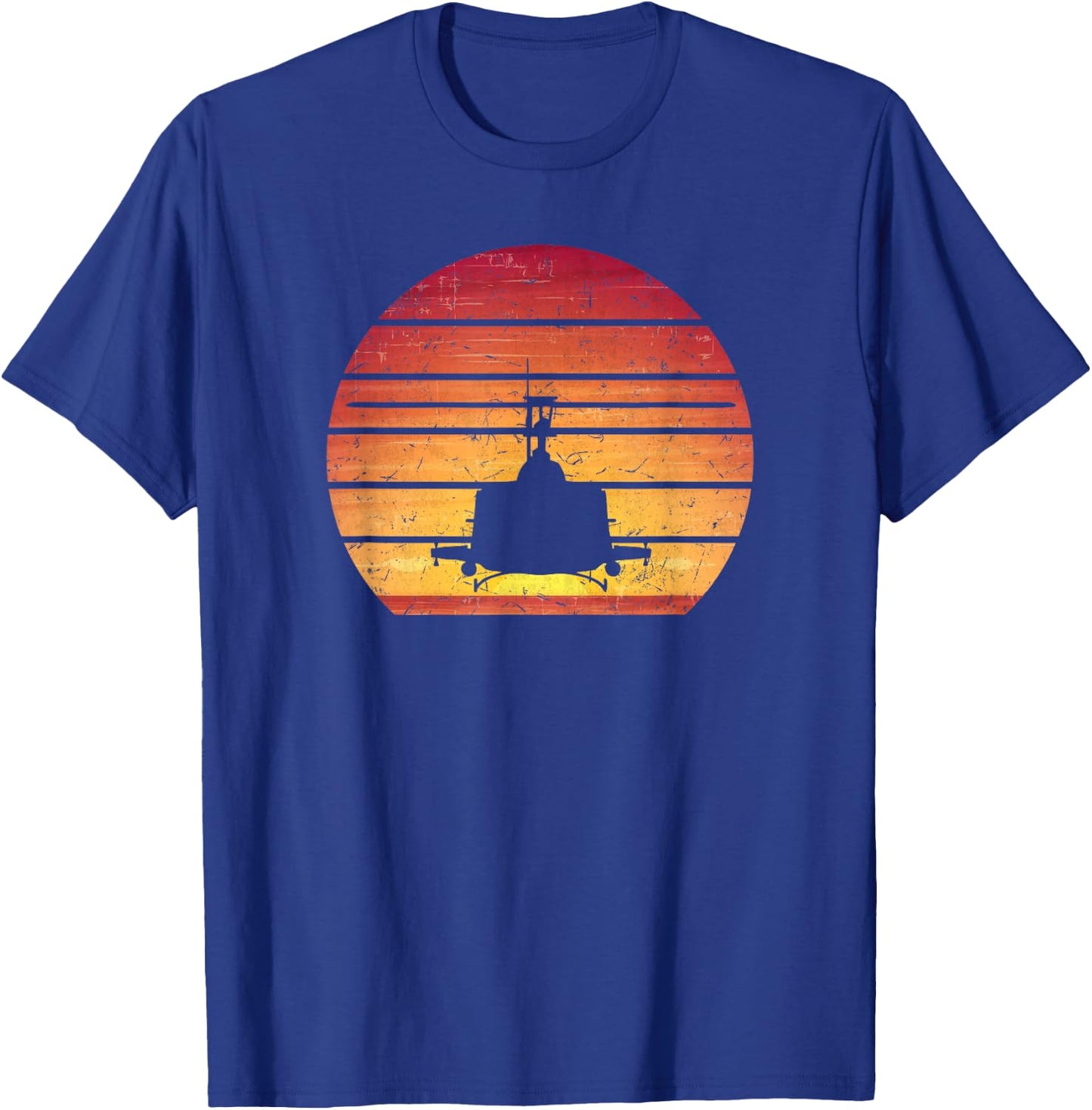 UH-1 Huey Retro Helicopter Vintage Style Vietnam Chopper T-Shirt - T-Shirt | Royal