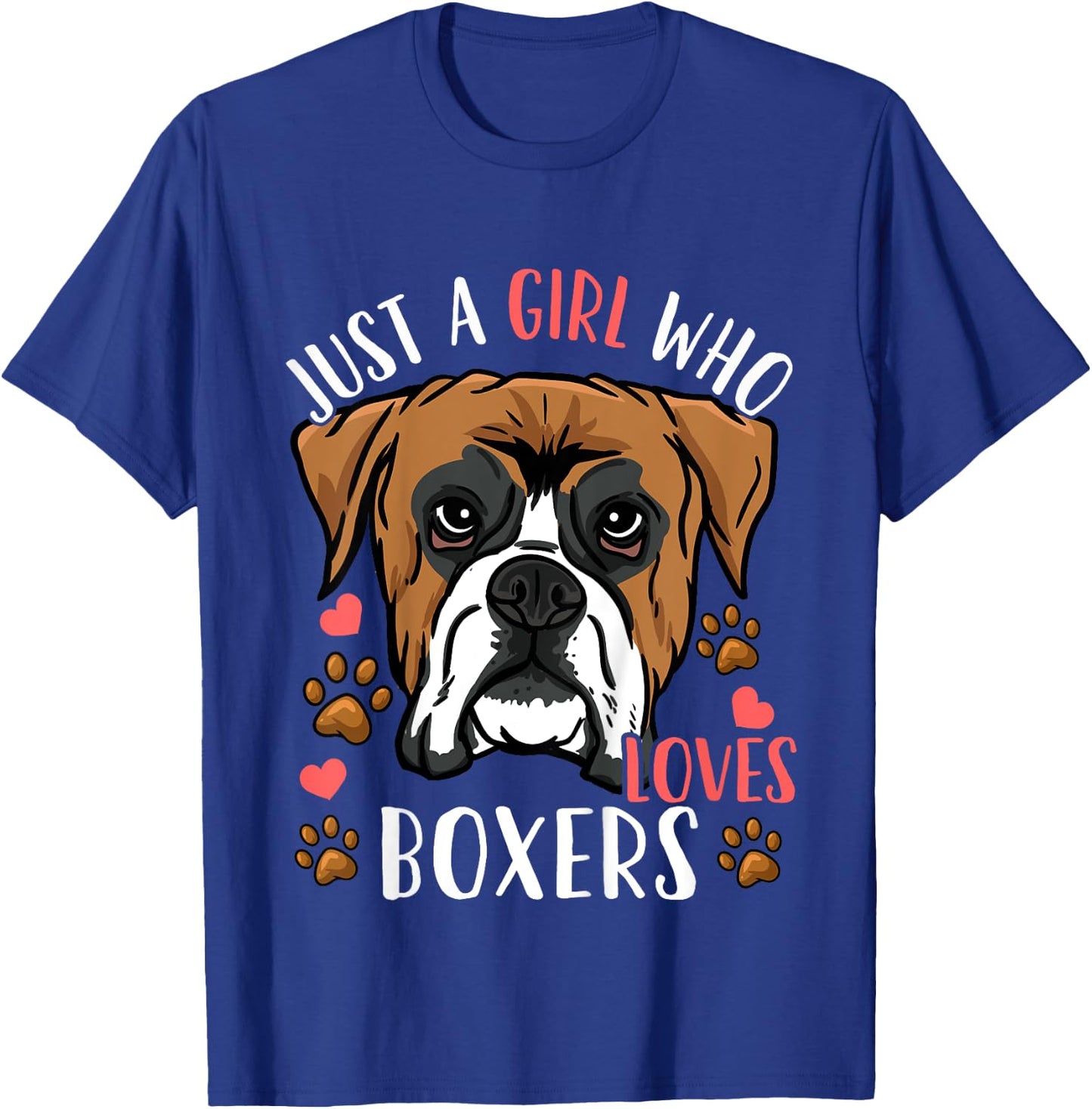 Kids Boxer Dog Just A Girl Who Loves Boxers Gift T-Shirt - T-Shirt | Royal