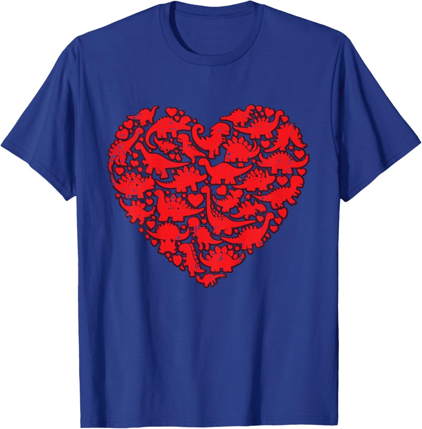 Kids Valentines Day Dino Silhouettes Heart Boys Kids Toddlers T-Shirt - T-Shirt | Royal