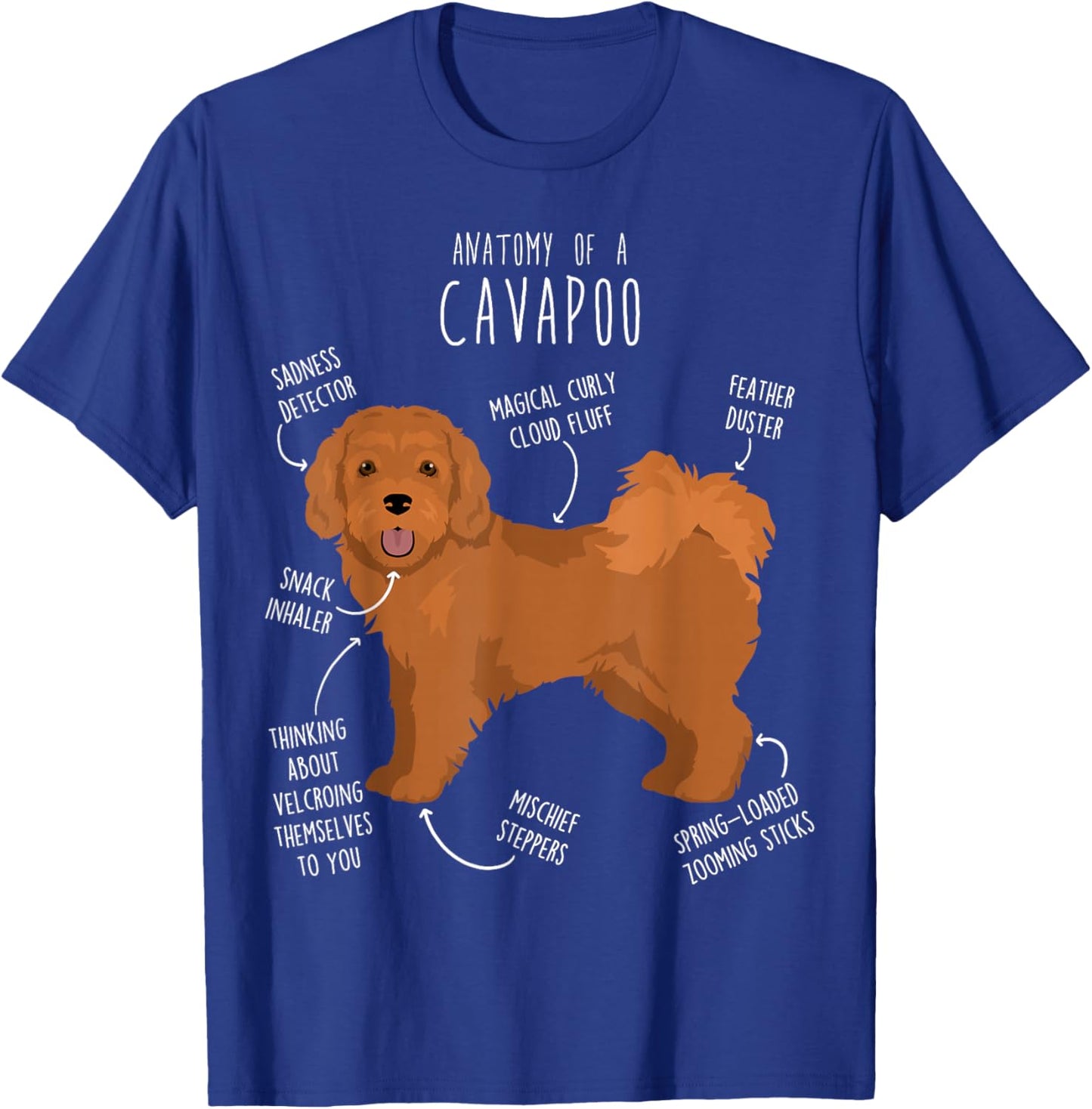 Cavapoo Dog Anatomy, Cute Funny Red Cavoodle Pet Mom Dog Dad T-Shirt - T-Shirt | Royal