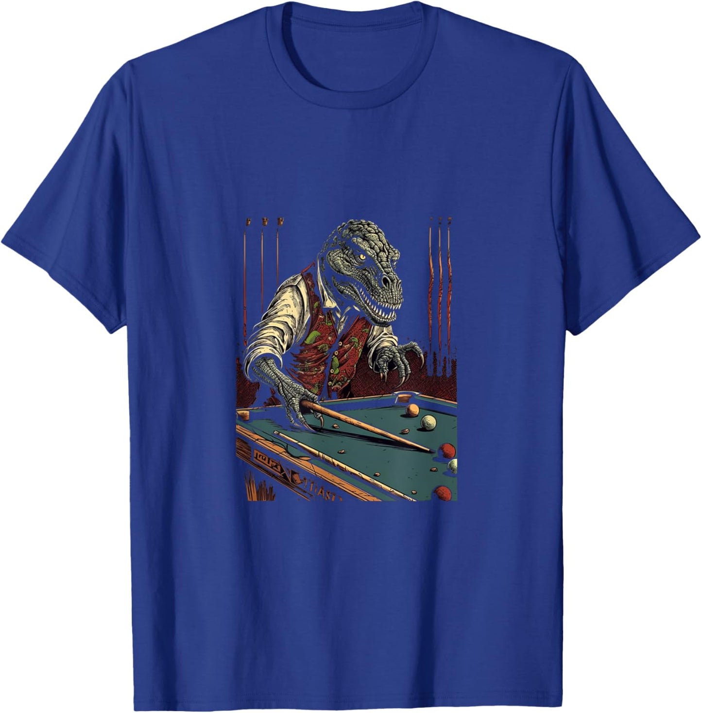 T Rex Playing Billiards Dinosaur Billiard Player Dino Lover T-Shirt - T-Shirt | Royal