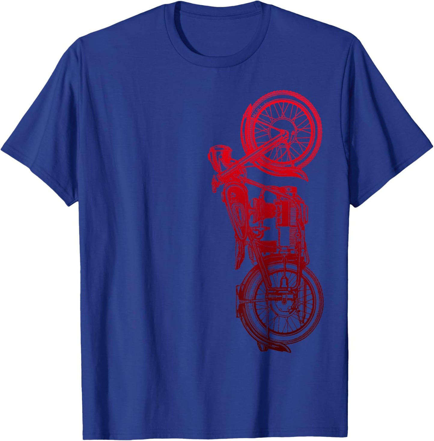 Classic Biker Vintage Retro Black Motorcycle Red T-Shirt - T-Shirt | Royal