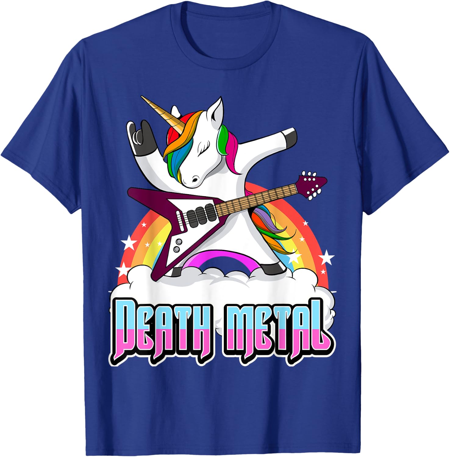 Death Metal Unicorn Funny Metal Heat Hard Rock T-Shirt - T-Shirt | Royal