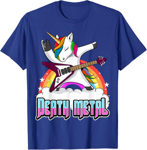 Death Metal Unicorn Funny Metal Heat Hard Rock T-Shirt - T-Shirt | Royal