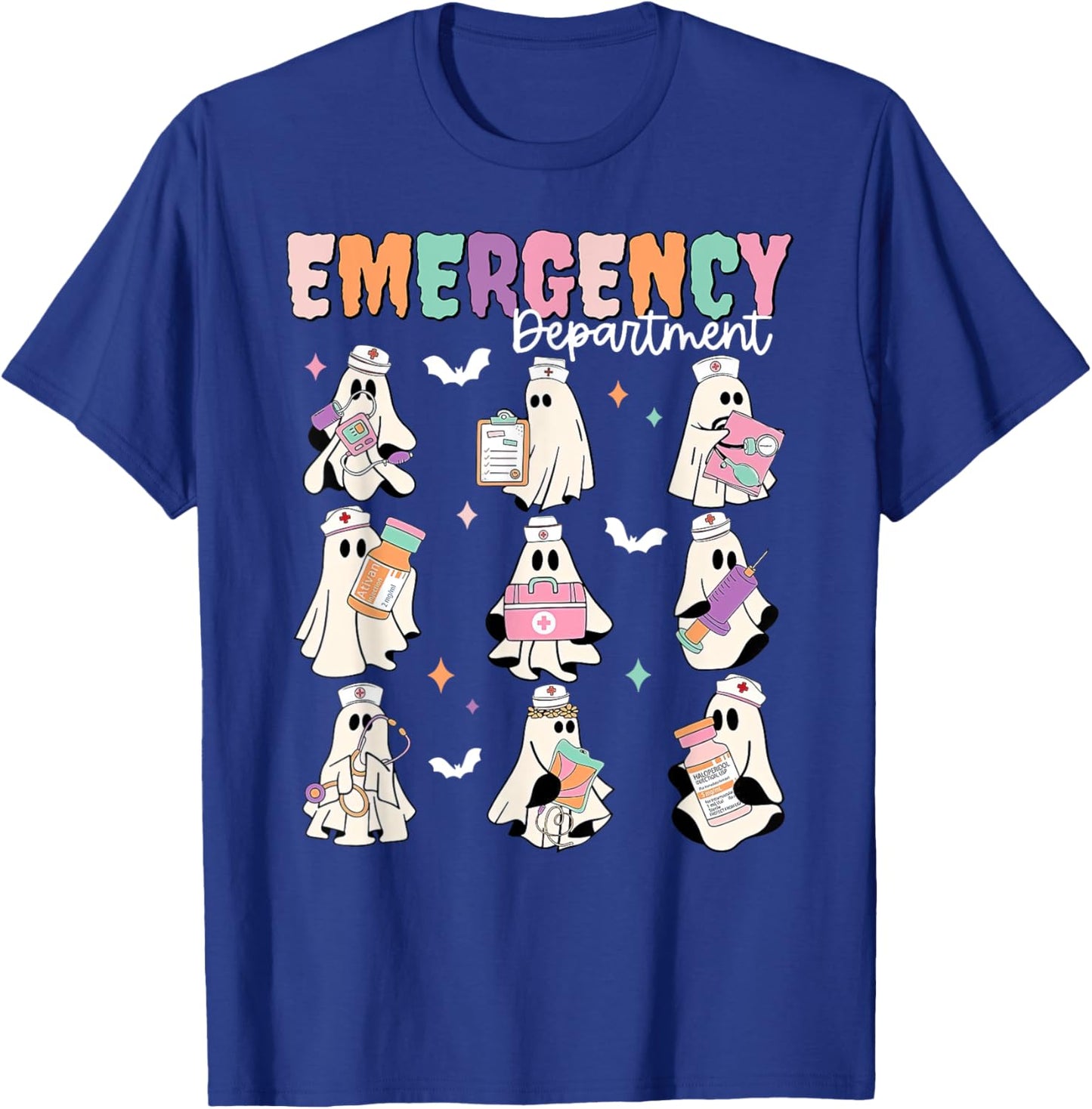 Emergency Department Ghost ER Nurse Halloween Spooky Season T-Shirt - T-Shirt | Royal