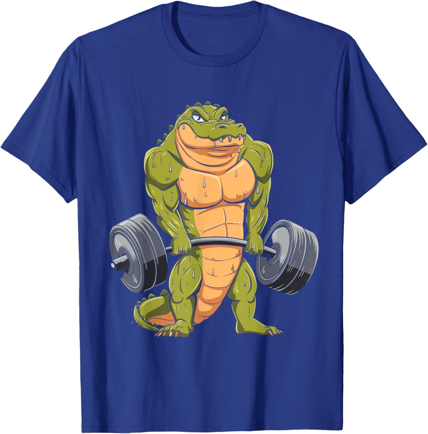 Funny Alligator Weightlifting Deadlift Fitness Gym Barbell T-Shirt - T-Shirt | Royal