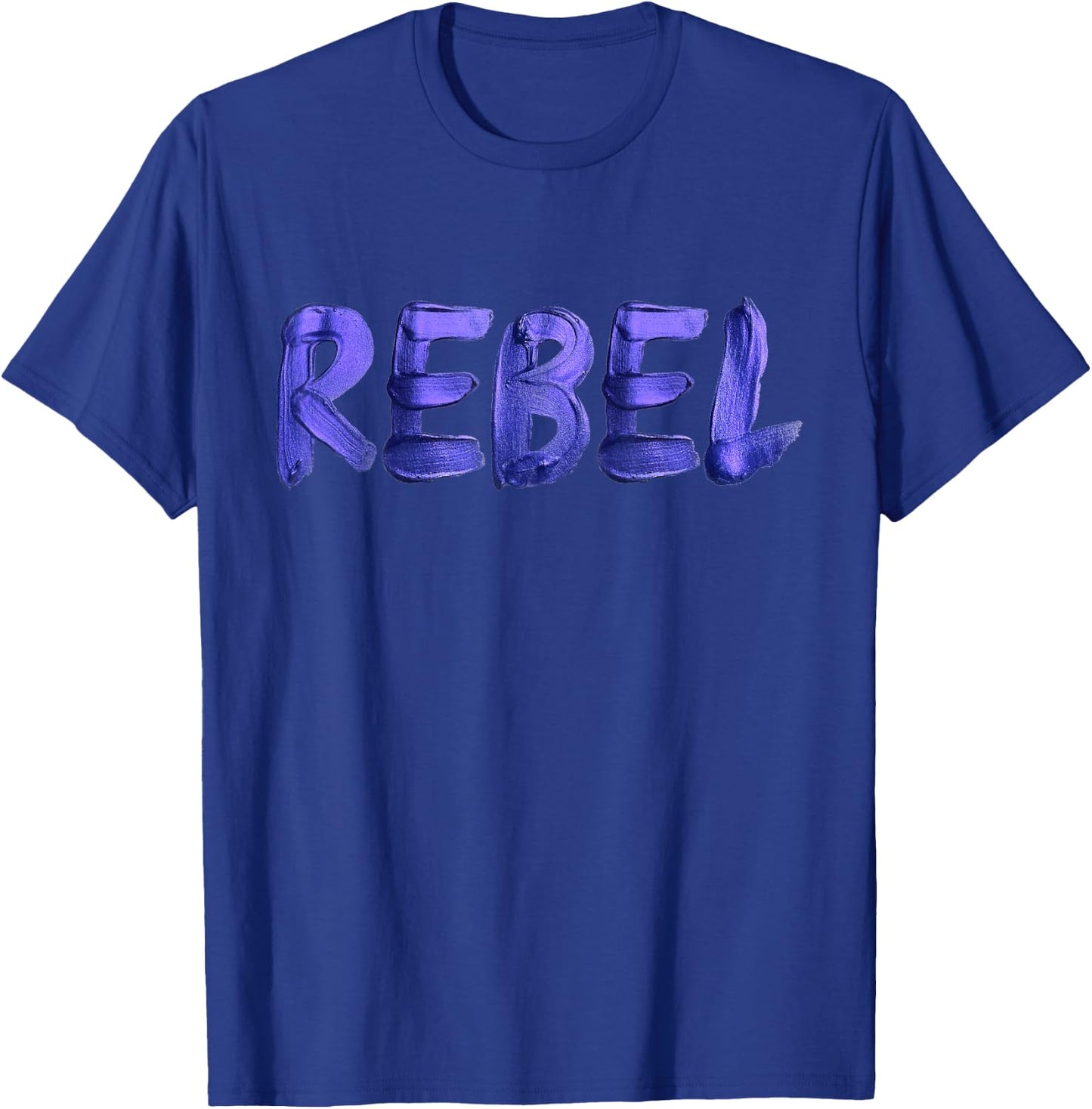 Rebell Rocker Painted Letters Design Graphic Women Men T-Shirt - T-Shirt | Royal
