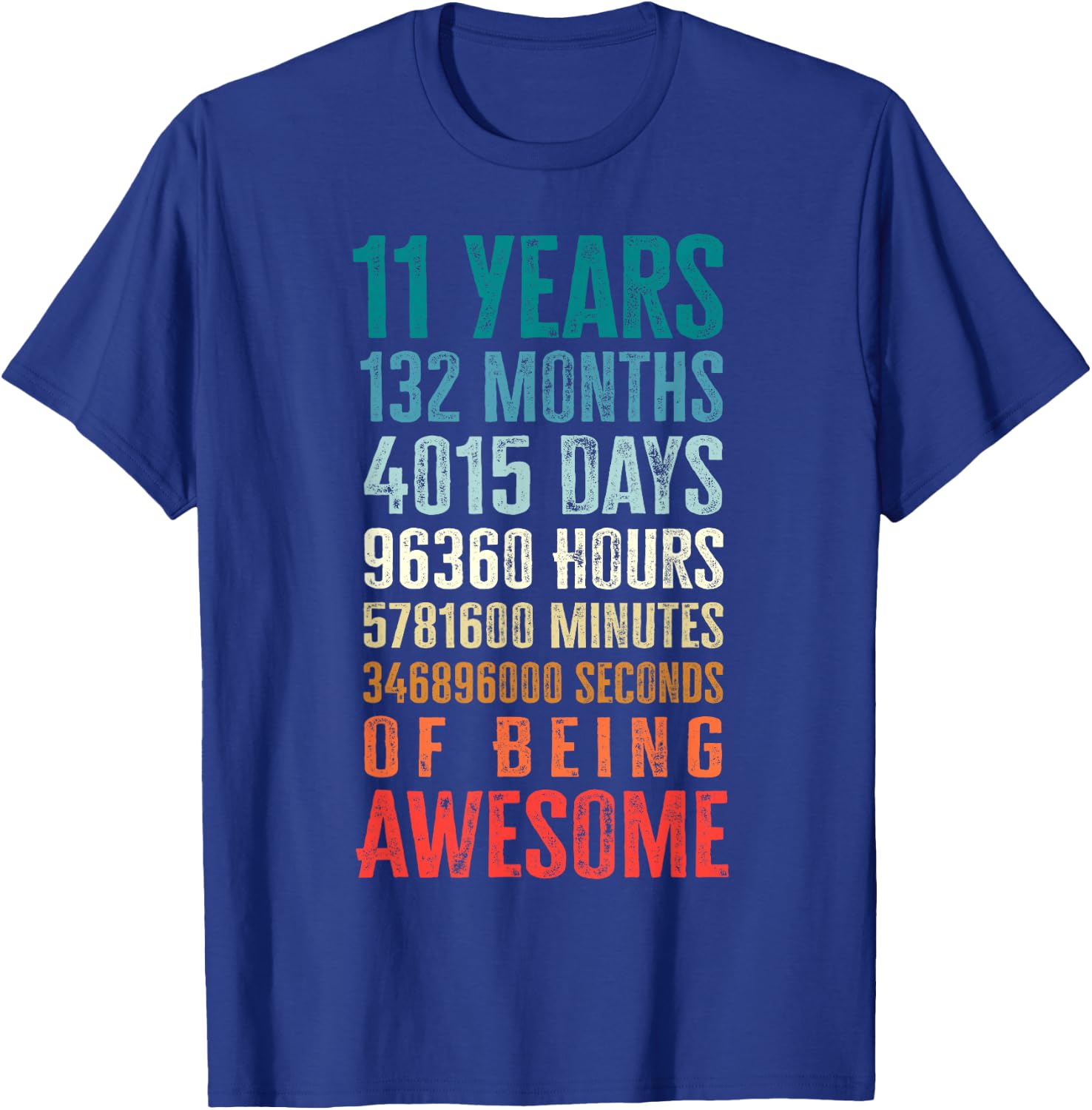 11 Years 132 Months of Being Awesome 11th Birthday Gifts T-Shirt - T-Shirt | Royal