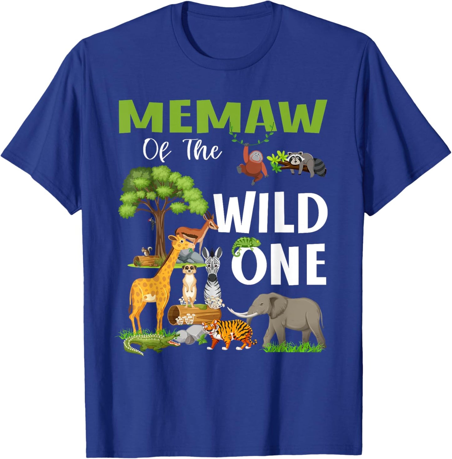 Memaw Of the Wild One Zoo Birthday 1st Safari Jungle T-Shirt - T-Shirt | Royal