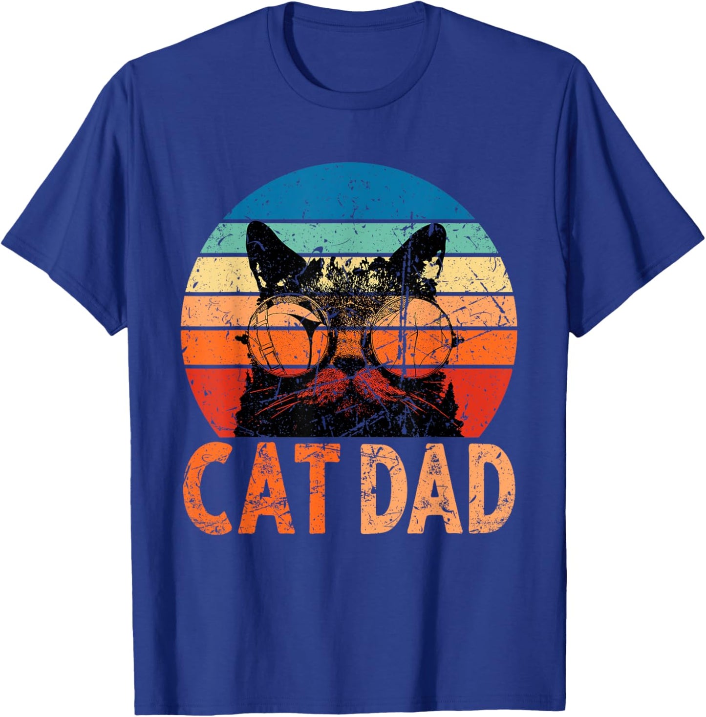 Cat Dad Shirt Daddy Funny Retro Cat Dad Men Father's Day T-Shirt - T-Shirt | Royal