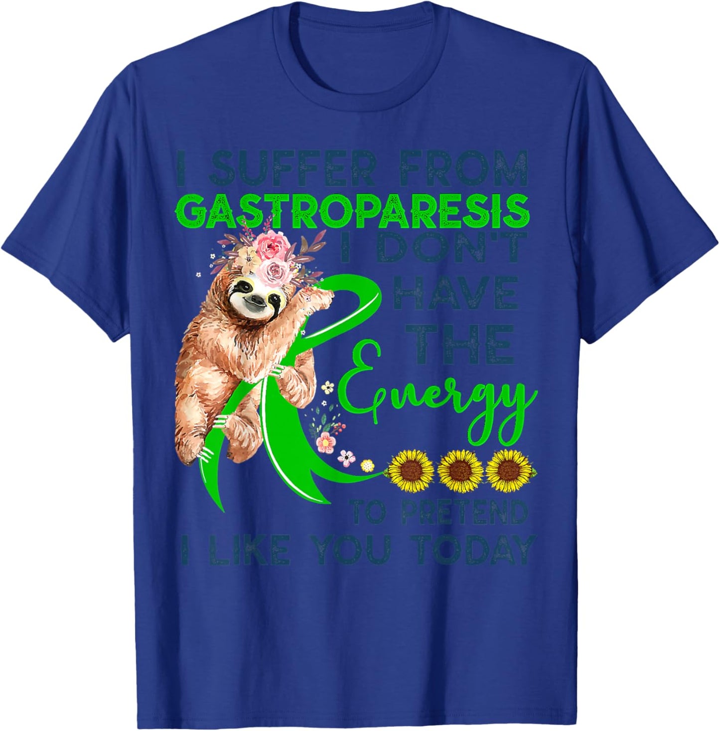 Gastroparesis sloth vintage awareness Shirt warrior support T-Shirt - T-Shirt | Royal