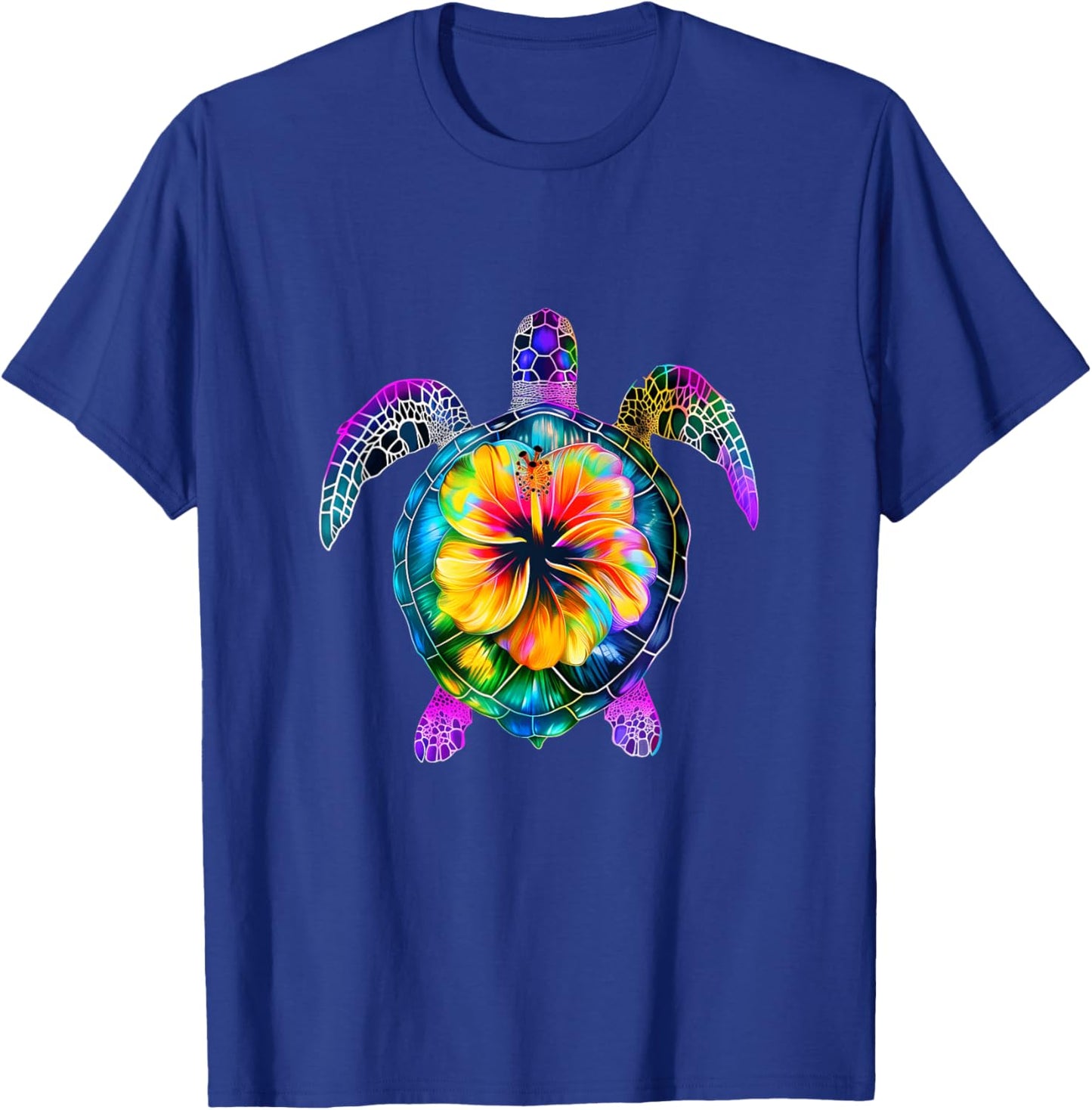Hawaiian Tie Dye Sea Turtle Cute Hawaii T-Shirt - T-Shirt | Royal