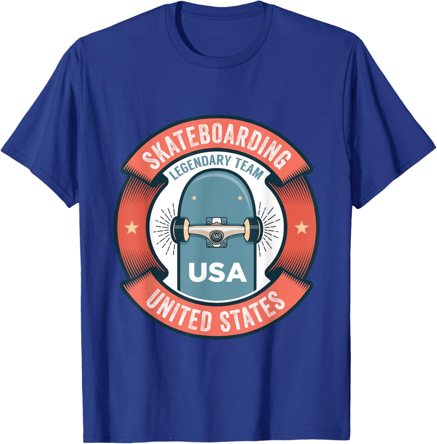 Skateboarding USA Support the Team Shirt USA Flag Skateboard T-Shirt - T-Shirt | Royal
