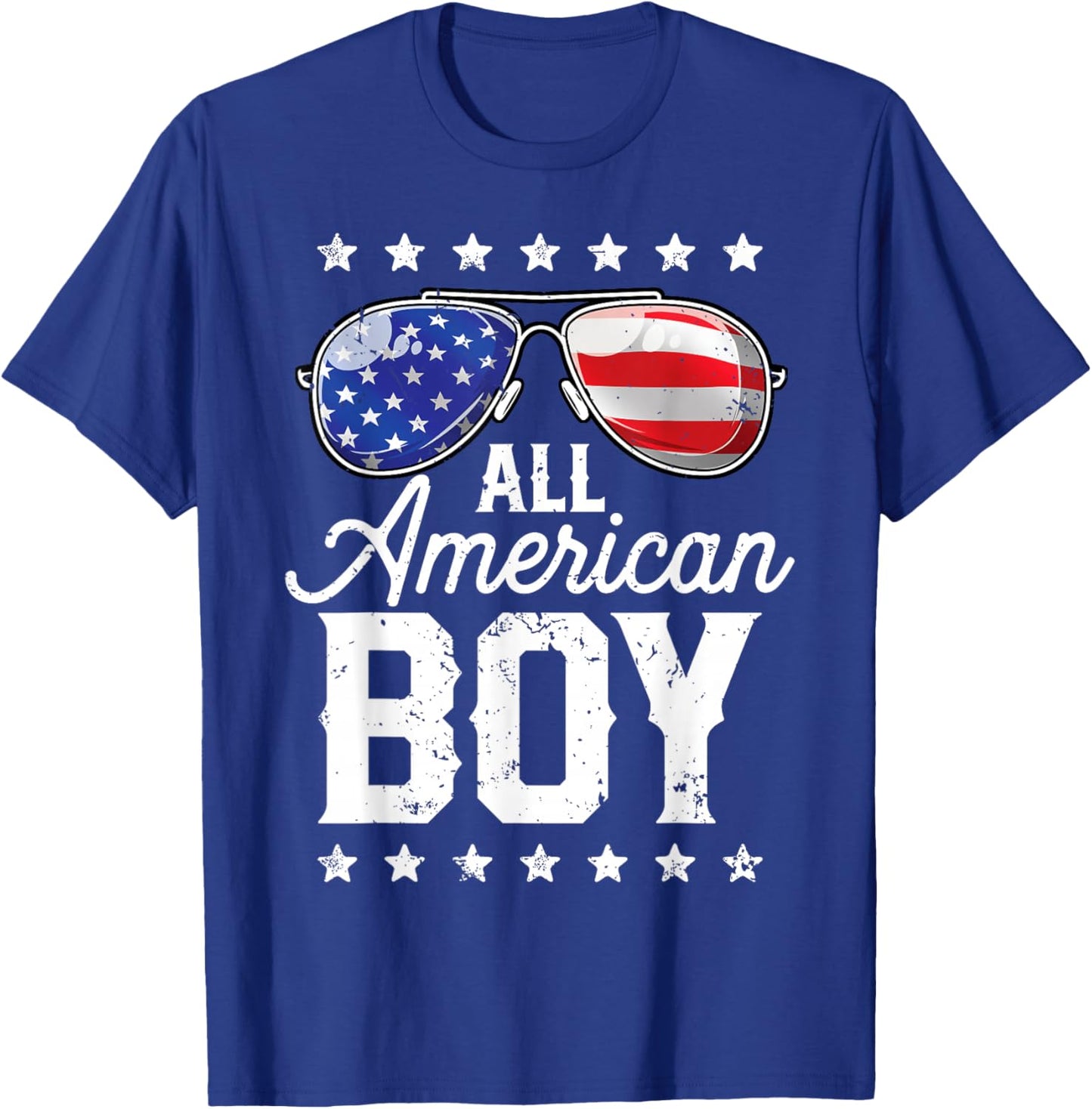 All American Boy 4th of July USA Sunglasses Family Matching T-Shirt - T-Shirt | Royal