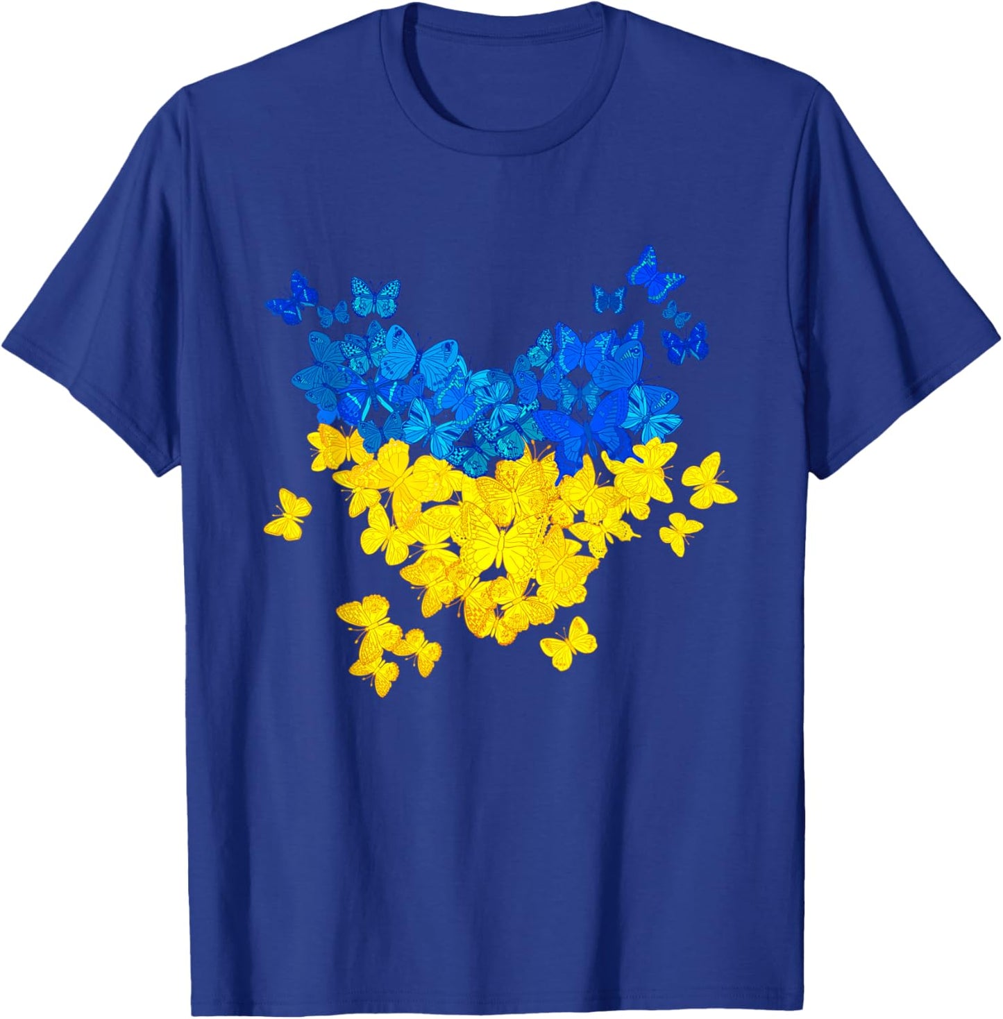 Butterflies Heart Ukraine Flag Ukrainian Ukrainian T-Shirt - T-Shirt | Royal
