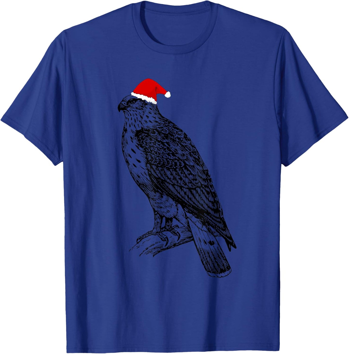 Christmas Hawk in Santa Hat Ornithology Hawk Bird T-Shirt - T-Shirt | Royal