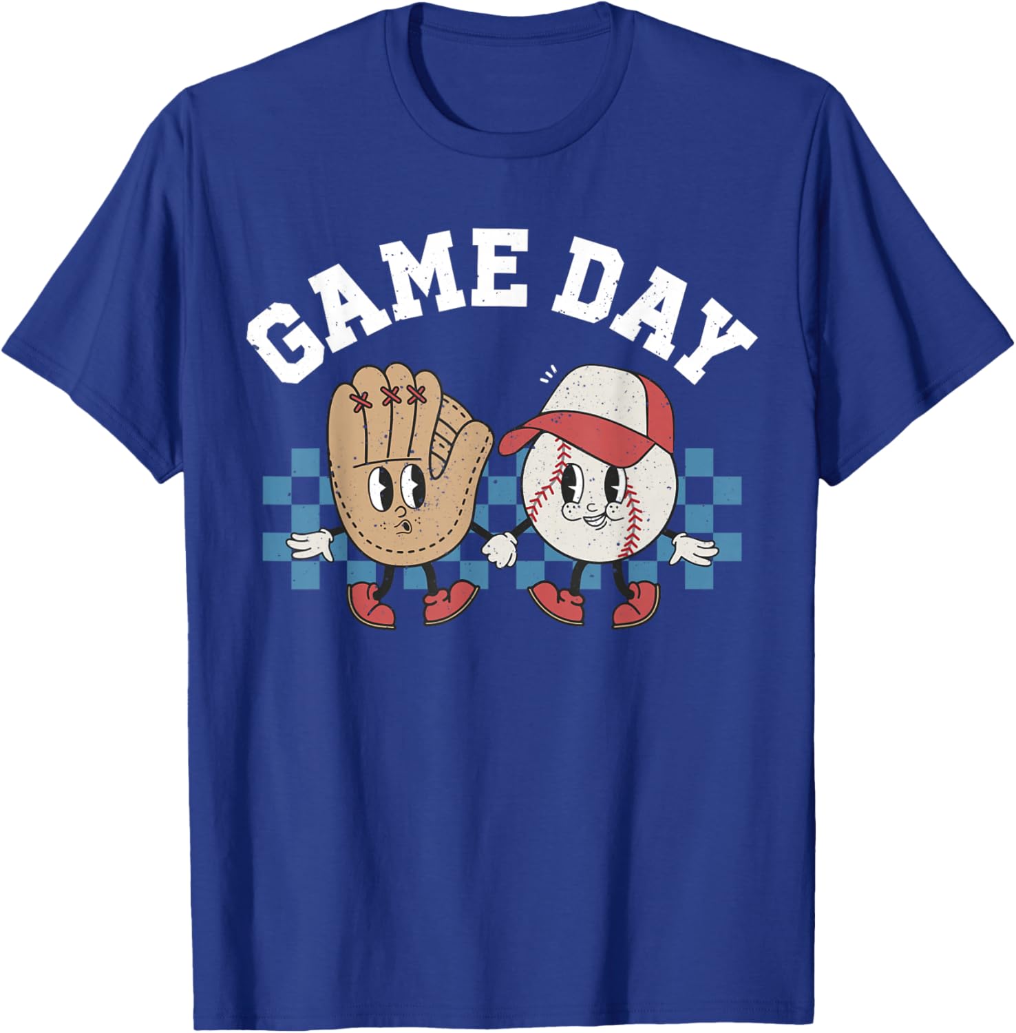 Baseball Retro Groovy Cartoon Love Baseball Season Game Day T-Shirt - T-Shirt | Royal