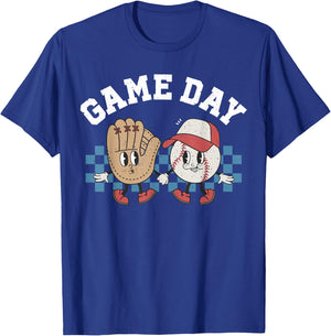 Baseball Retro Groovy Cartoon Love Baseball Season Game Day T-Shirt - T-Shirt | Royal