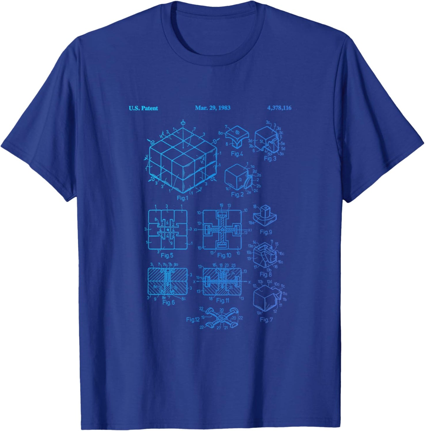 Competitive Puzzle Cube Rubik Patent Speed Cubing Retro Math T-Shirt - T-Shirt | Royal