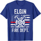 Elgin Illinois Fire Department Thin Red Line Fireman T-Shirt - T-Shirt | Royal
