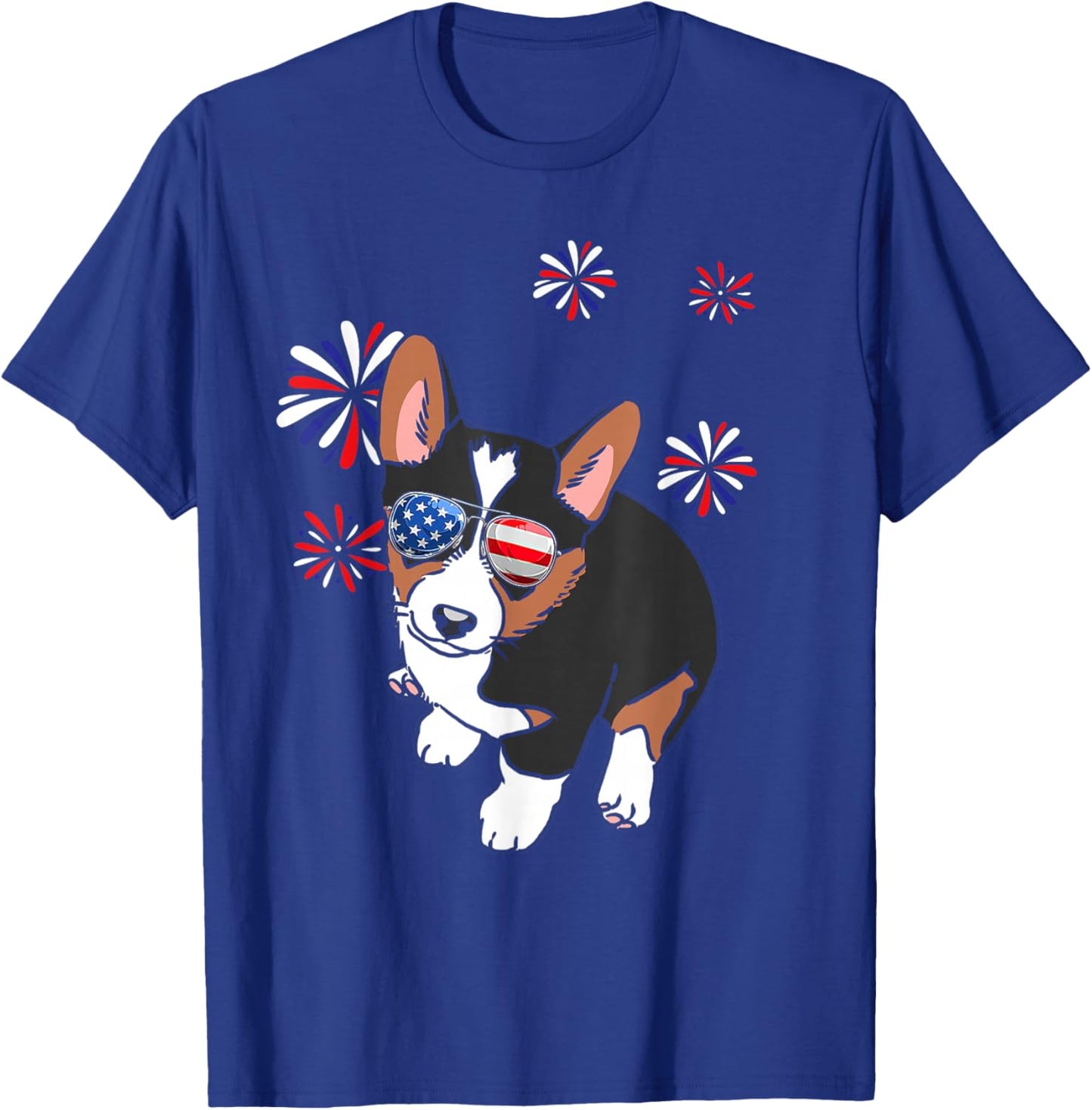 Patriotic Tricolor Corgi USA Flag 4th of July Dog Lover T-Shirt - T-Shirt | Royal