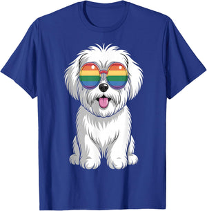Maltese Dog LGBT Rainbow Pride T-Shirt - T-Shirt | Royal