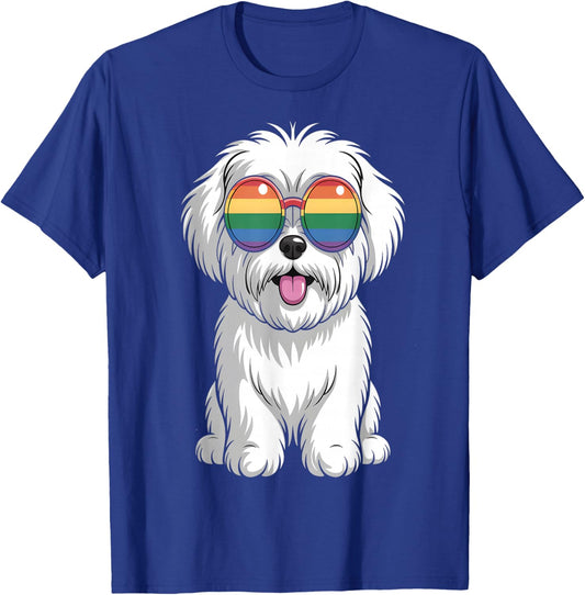 Maltese Dog LGBT Rainbow Pride T-Shirt - T-Shirt | Royal