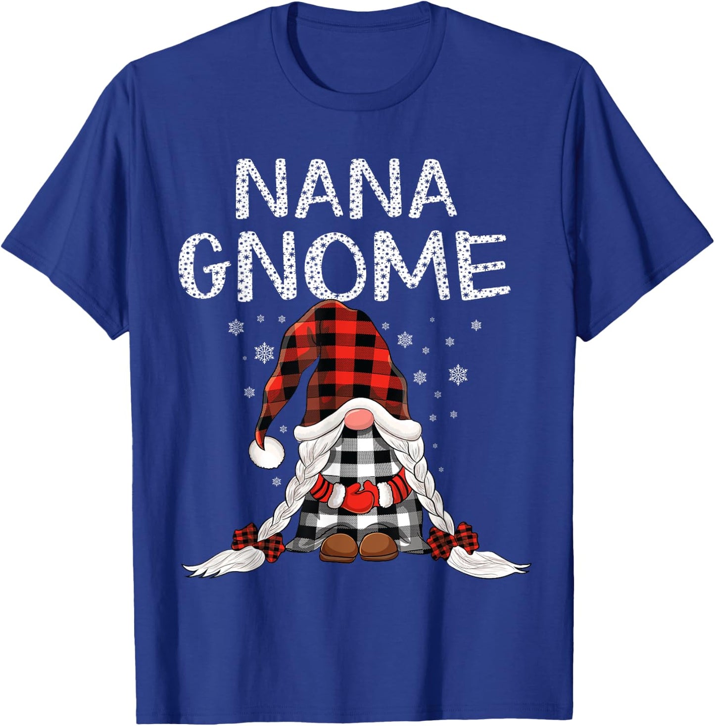 Cute nana Gnomes check red Plaid pattern Christmas Gnome T-Shirt - T-Shirt | Royal