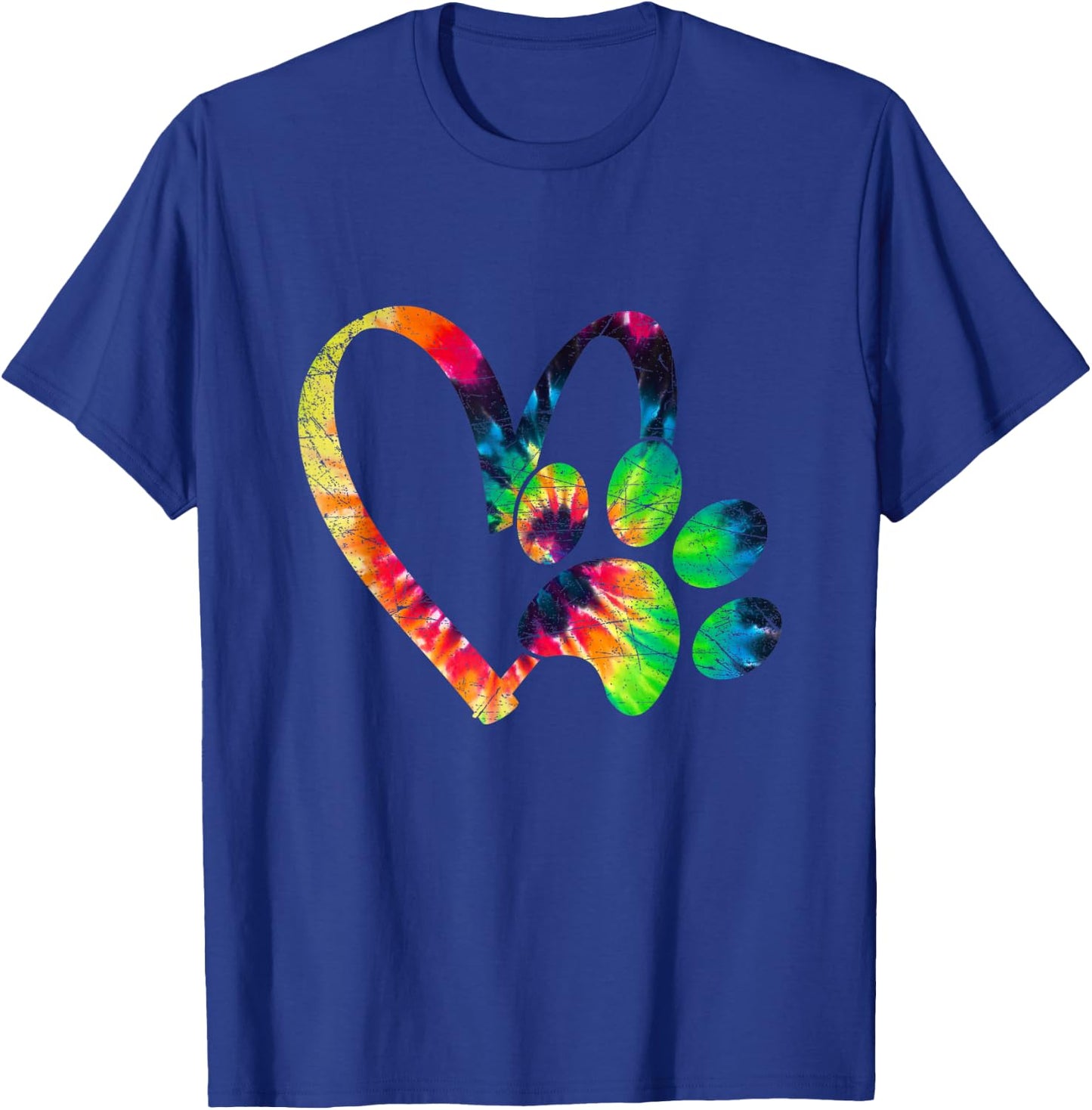 Tie Dye Love Dog Paw Print Animal Paw Dog Lover T-Shirt - T-Shirt | Royal