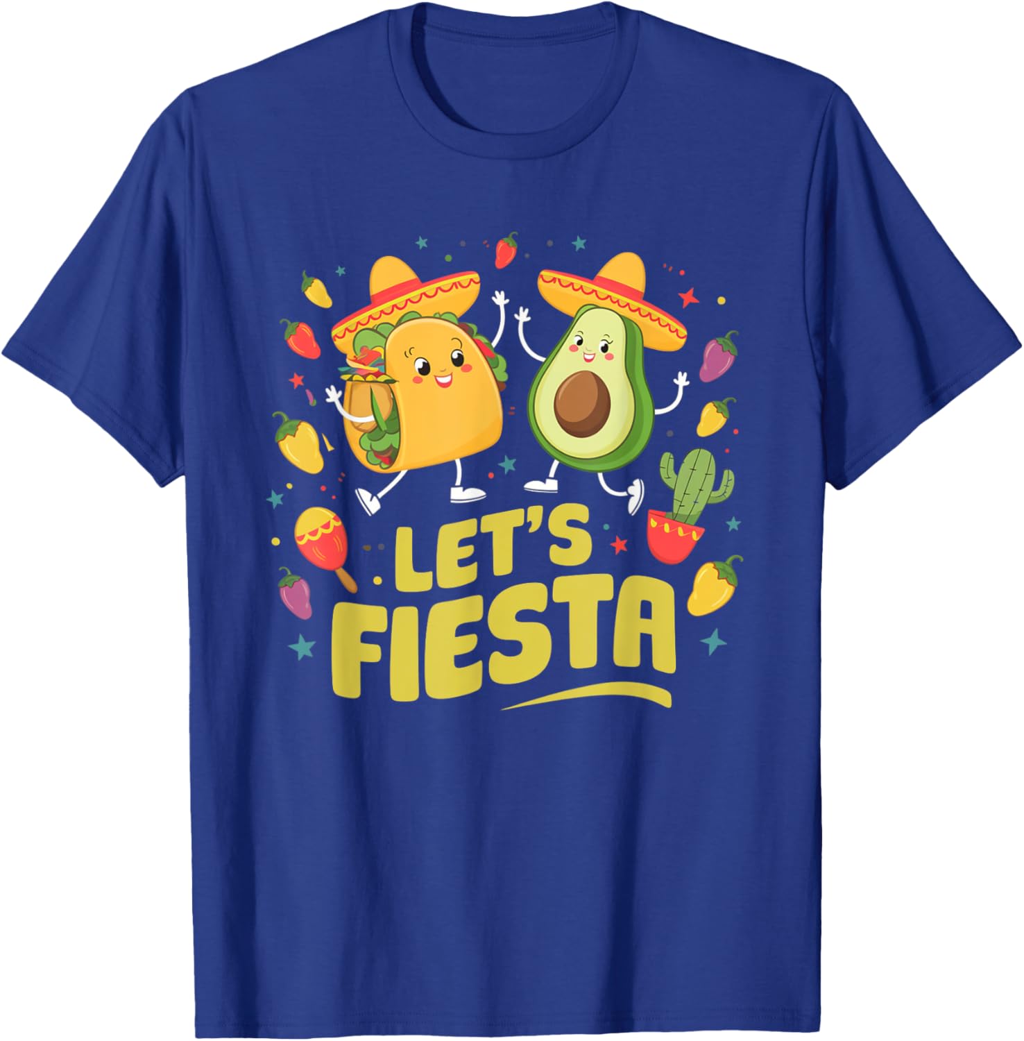 Let's Fiesta Funny Cinco De Mayo Taco Avocado Mexican Party T-Shirt - T-Shirt | Royal