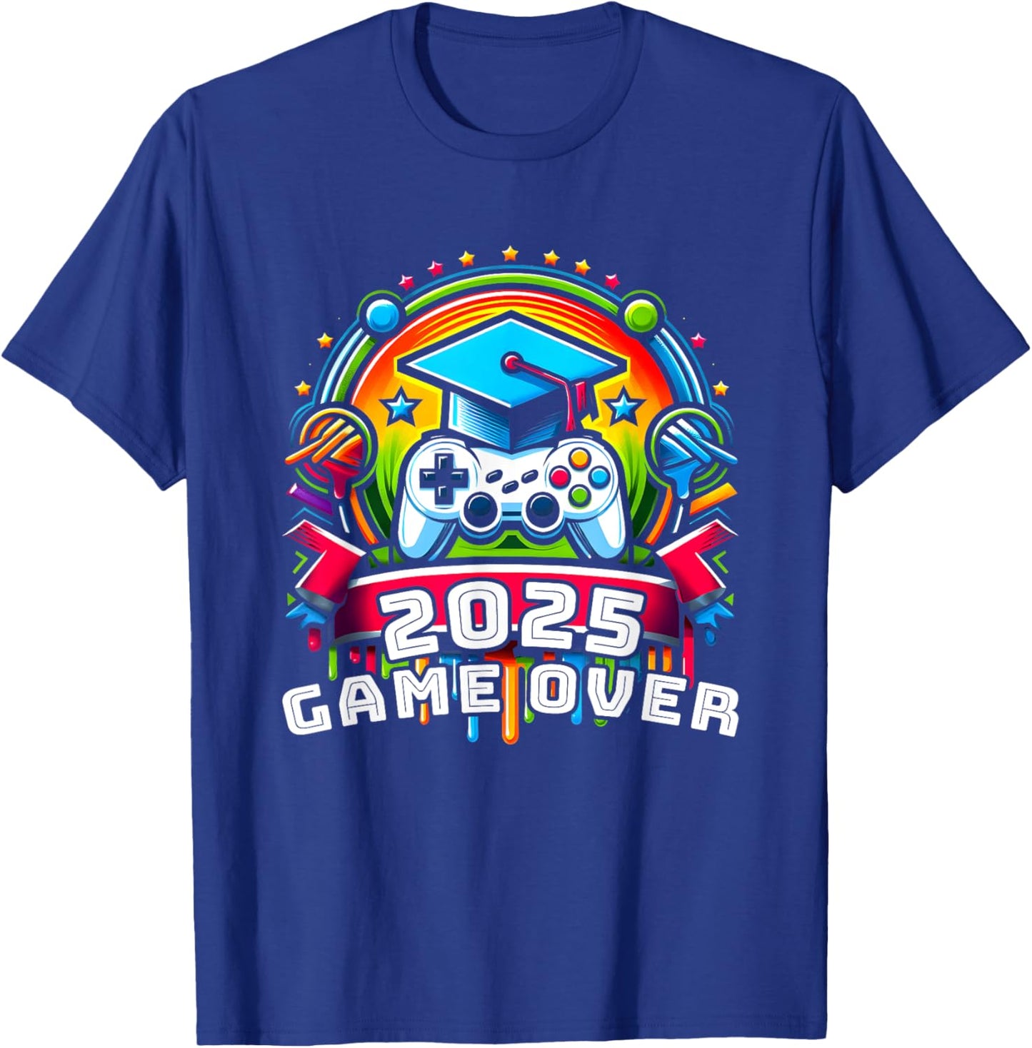 Game Over Class Of 2025 Shirt Students Funny 2025 Graduation T-Shirt - T-Shirt | Royal