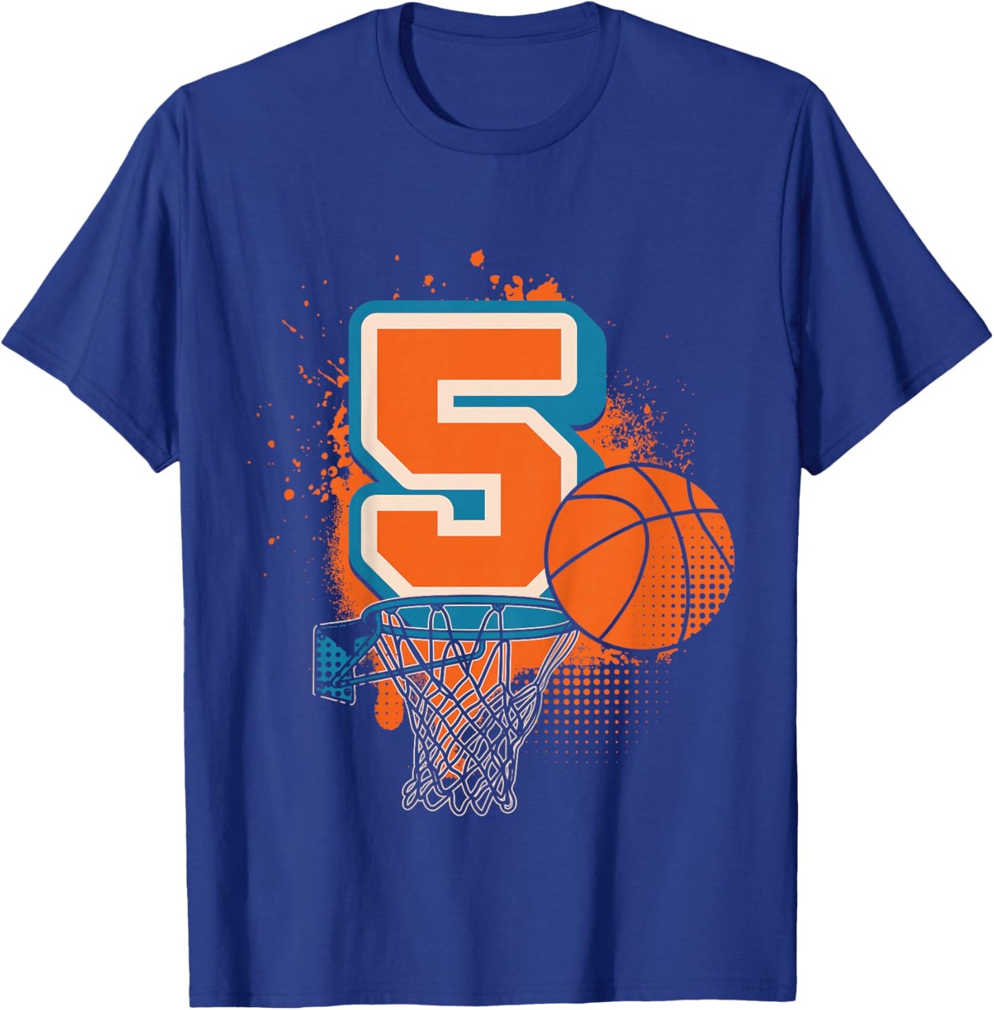 Kids 5th Birthday Boy Basketball Player Basketball 5 Years Old T-Shirt - T-Shirt | Royal