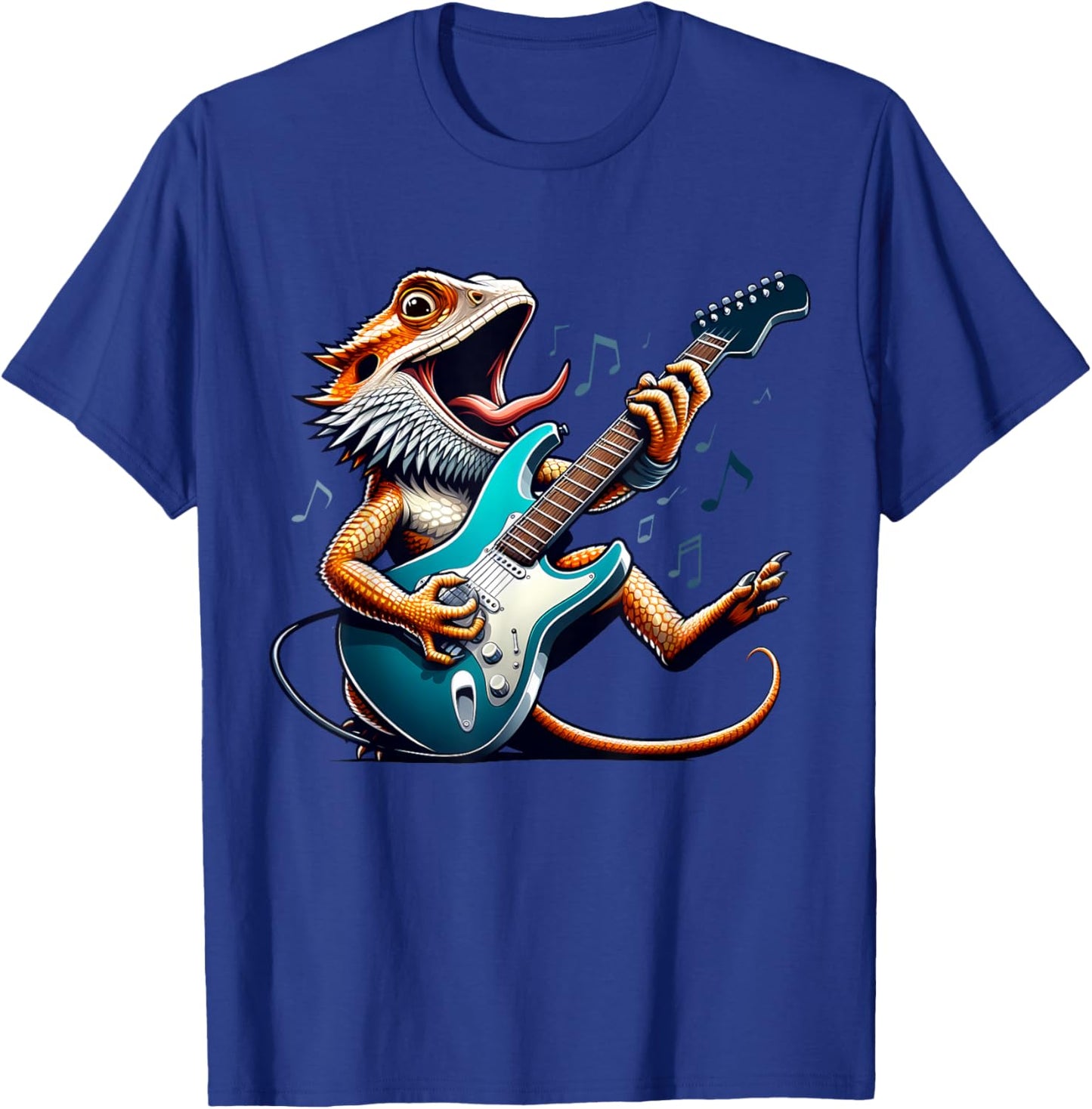 Rock Bearded Dragon Playing Guitar,Lizard Bearded Rock&Roll T-Shirt - T-Shirt | Royal