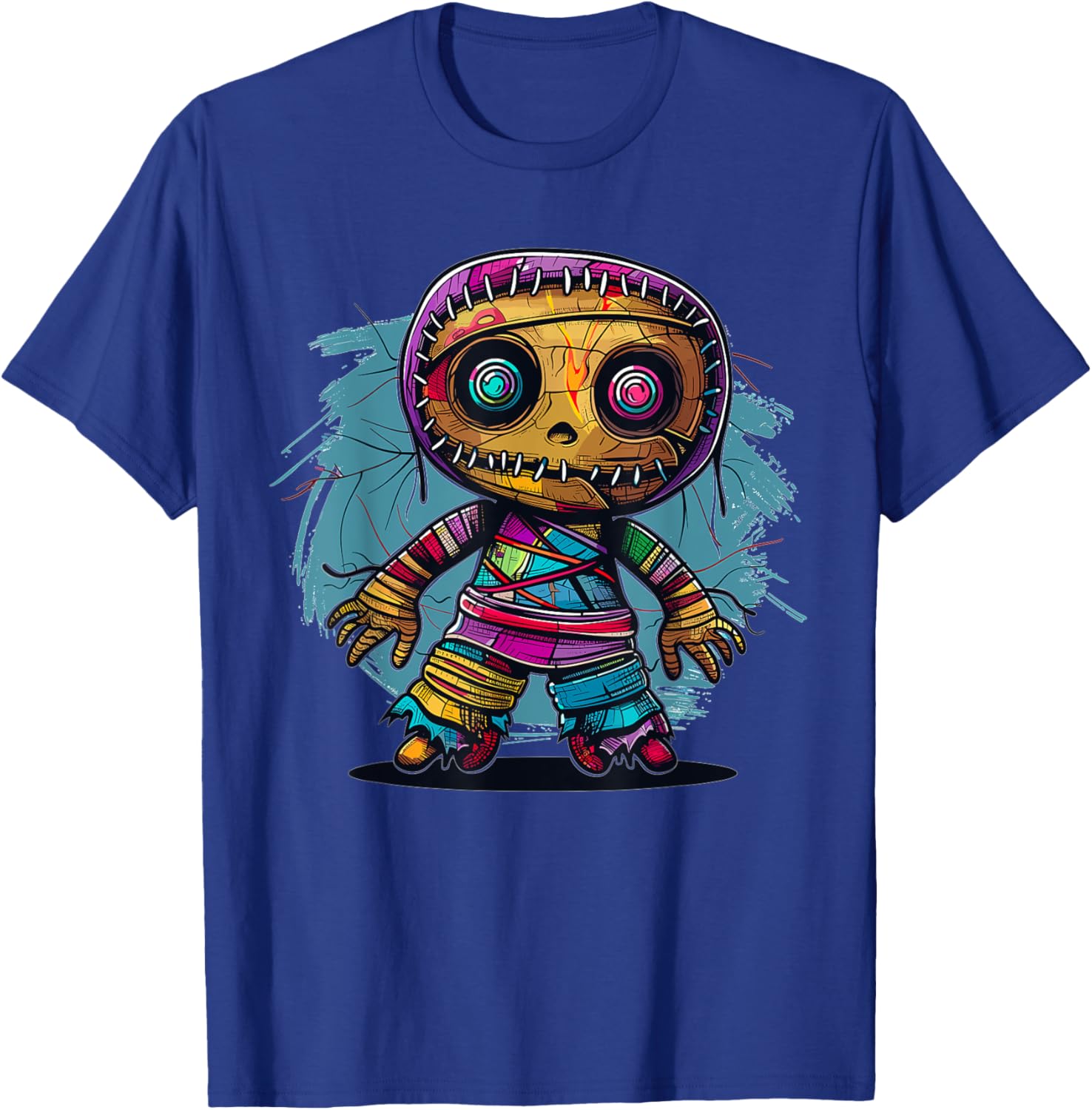 Cartoon Voodoo Doll Art I Kids Voodoo Doll Colorful Voodoo Doll T-Shirt - T-Shirt | Royal