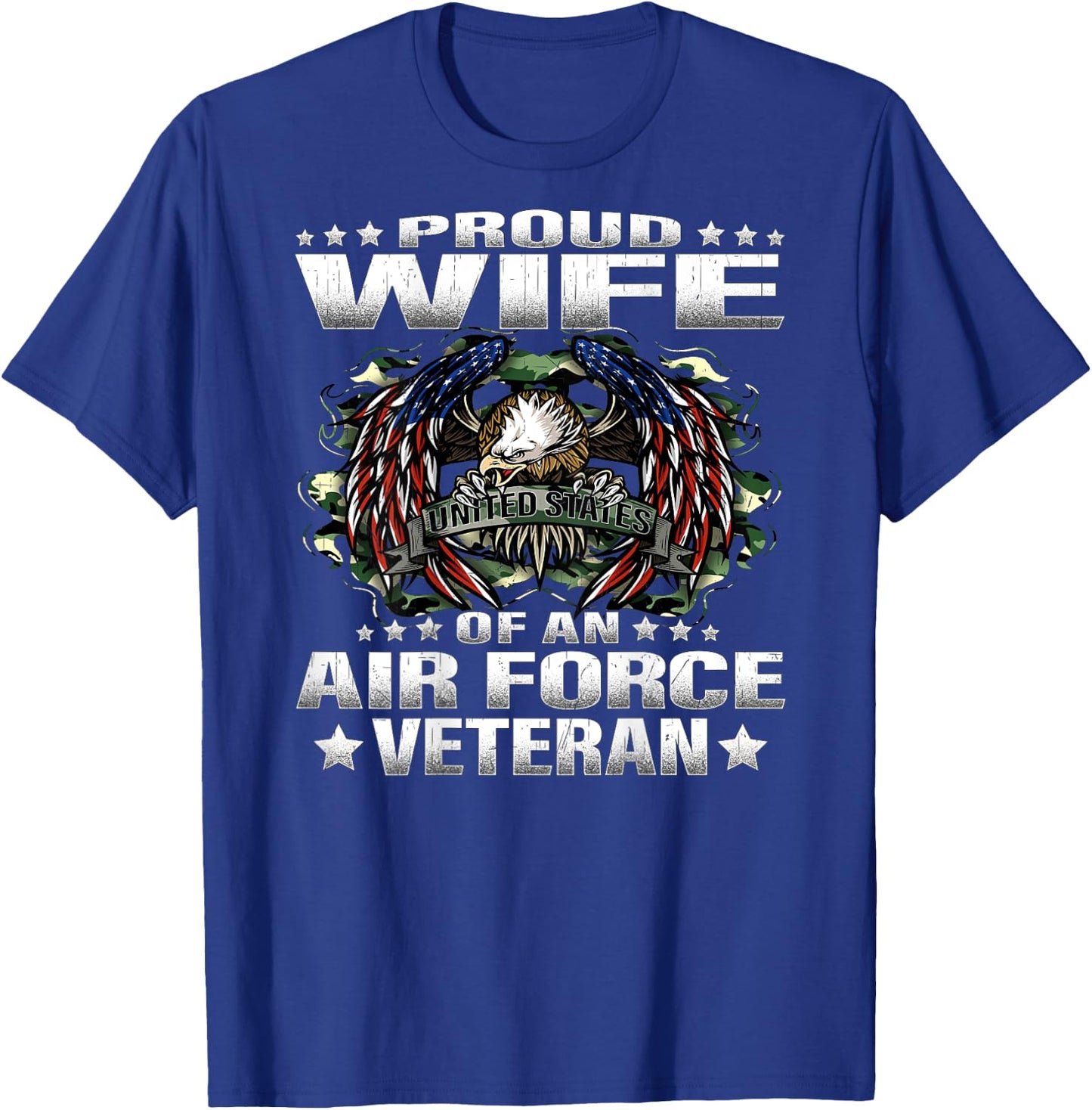Proud Wife Of An Air Force Veteran Military Vet's Spouse T-Shirt - T-Shirt | Royal