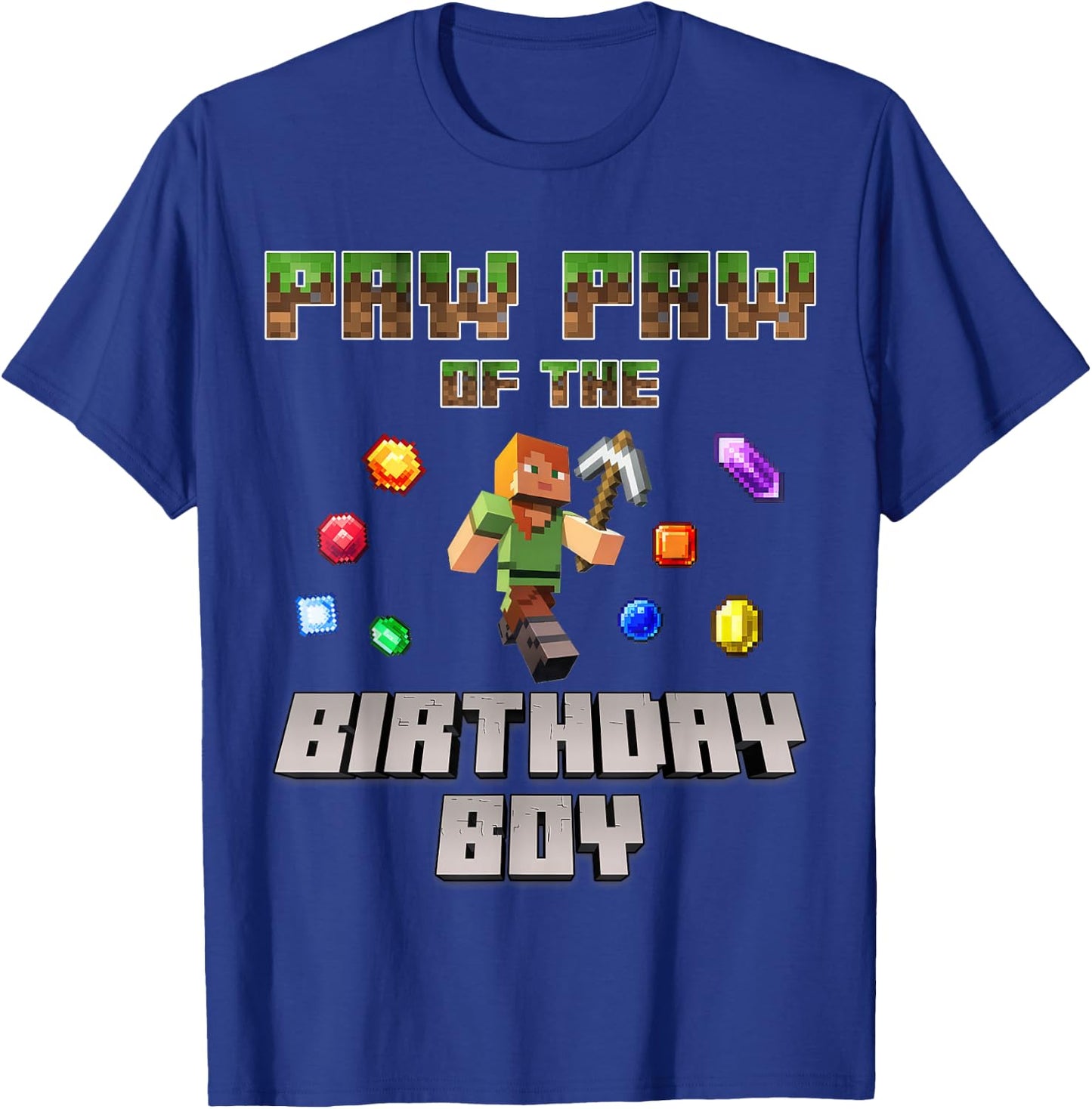 Paw paw Of The Birthday Boy Video Gamer Pixel Number T-Shirt - T-Shirt | Royal
