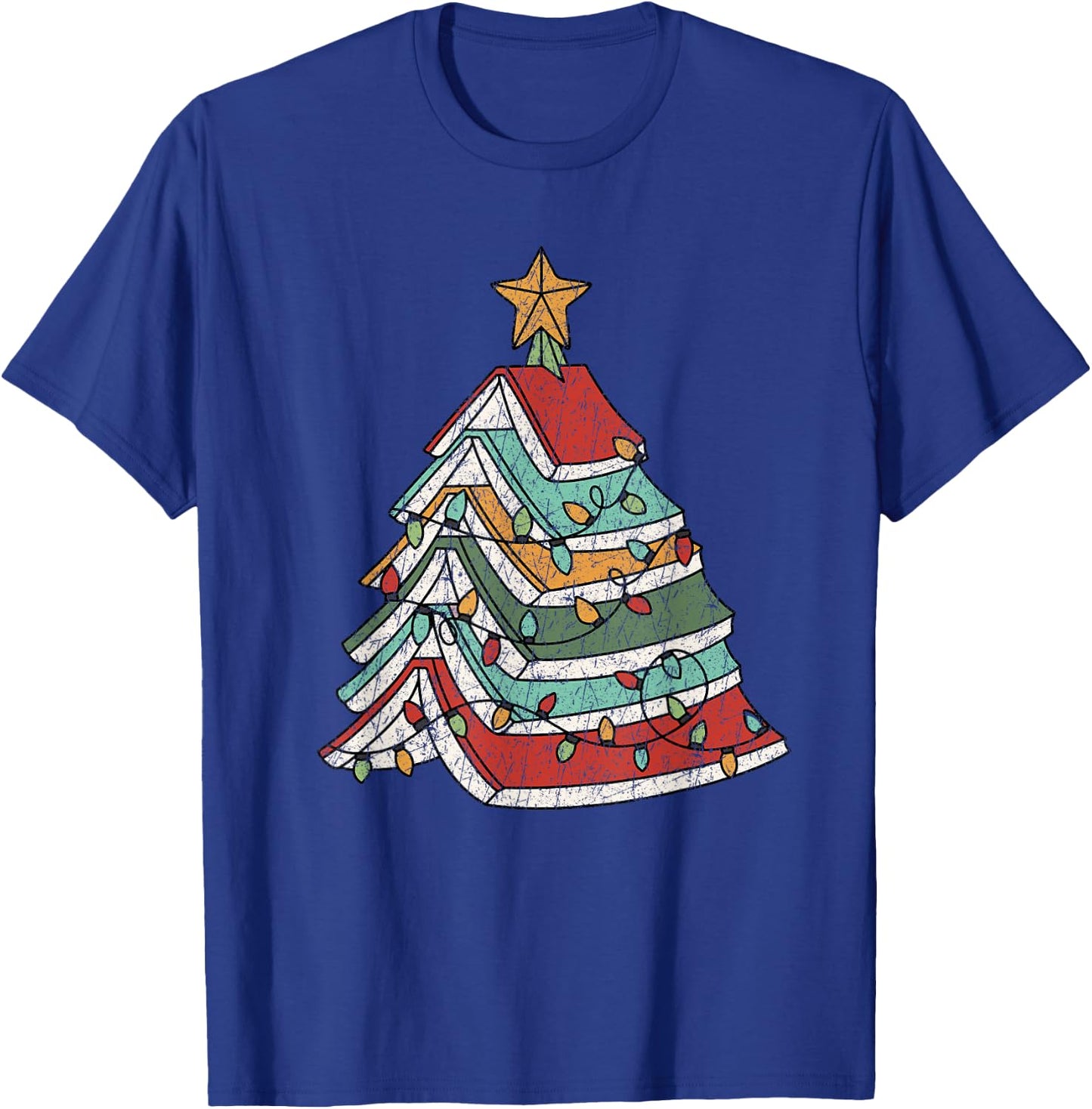 Book Christmas Tree For Librarians Book Lovers T-Shirt - T-Shirt | Royal