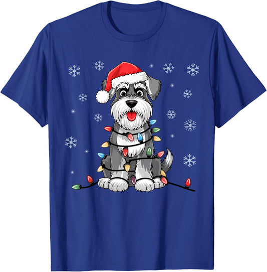 Standard Schnauzer Christmas Lights Xmas Dogs Gifts T-Shirt - T-Shirt | Royal