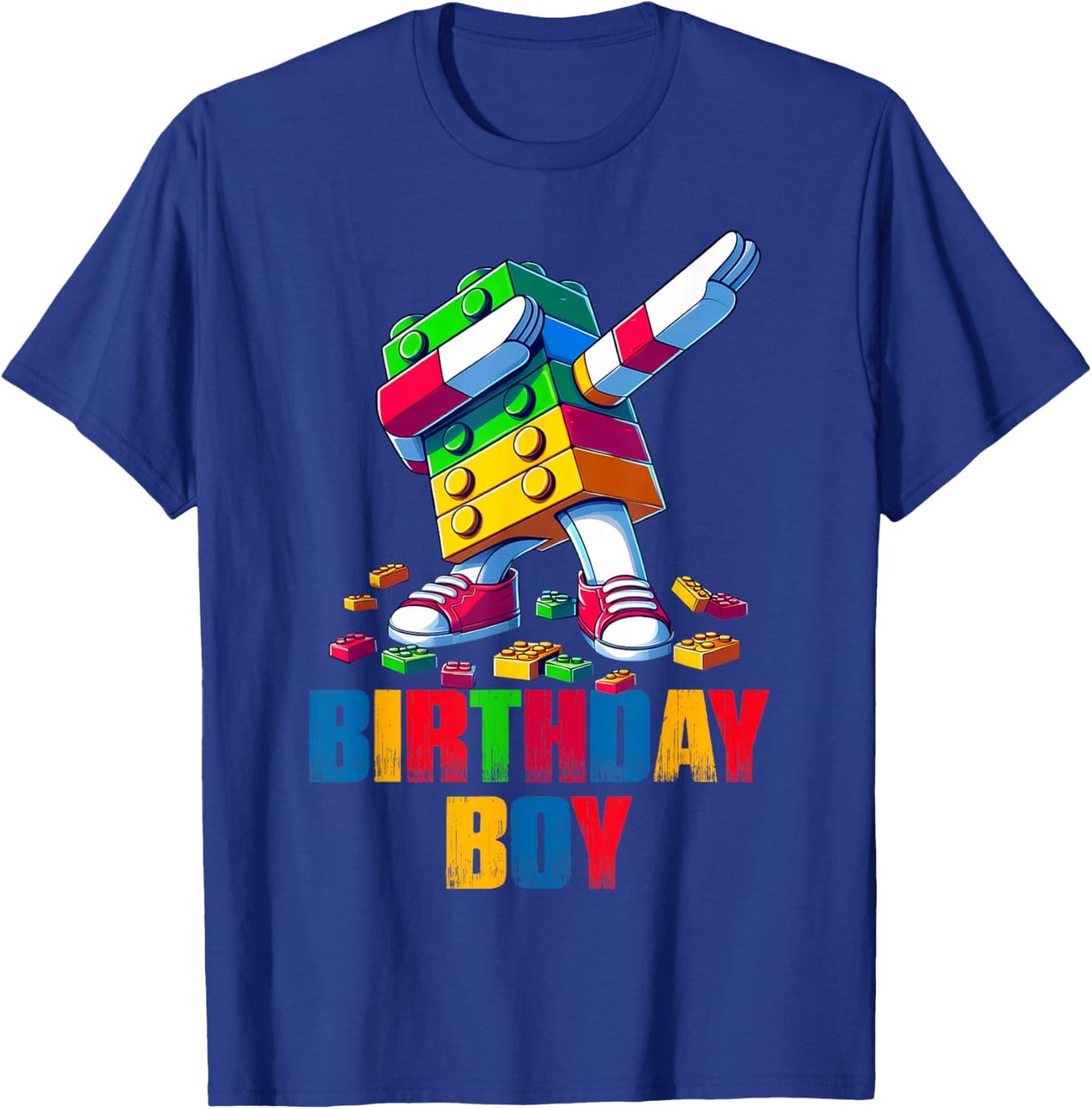 Birthday Boy Dabbing Master Builder Blocks Bricks B Day T-Shirt - T-Shirt | Royal