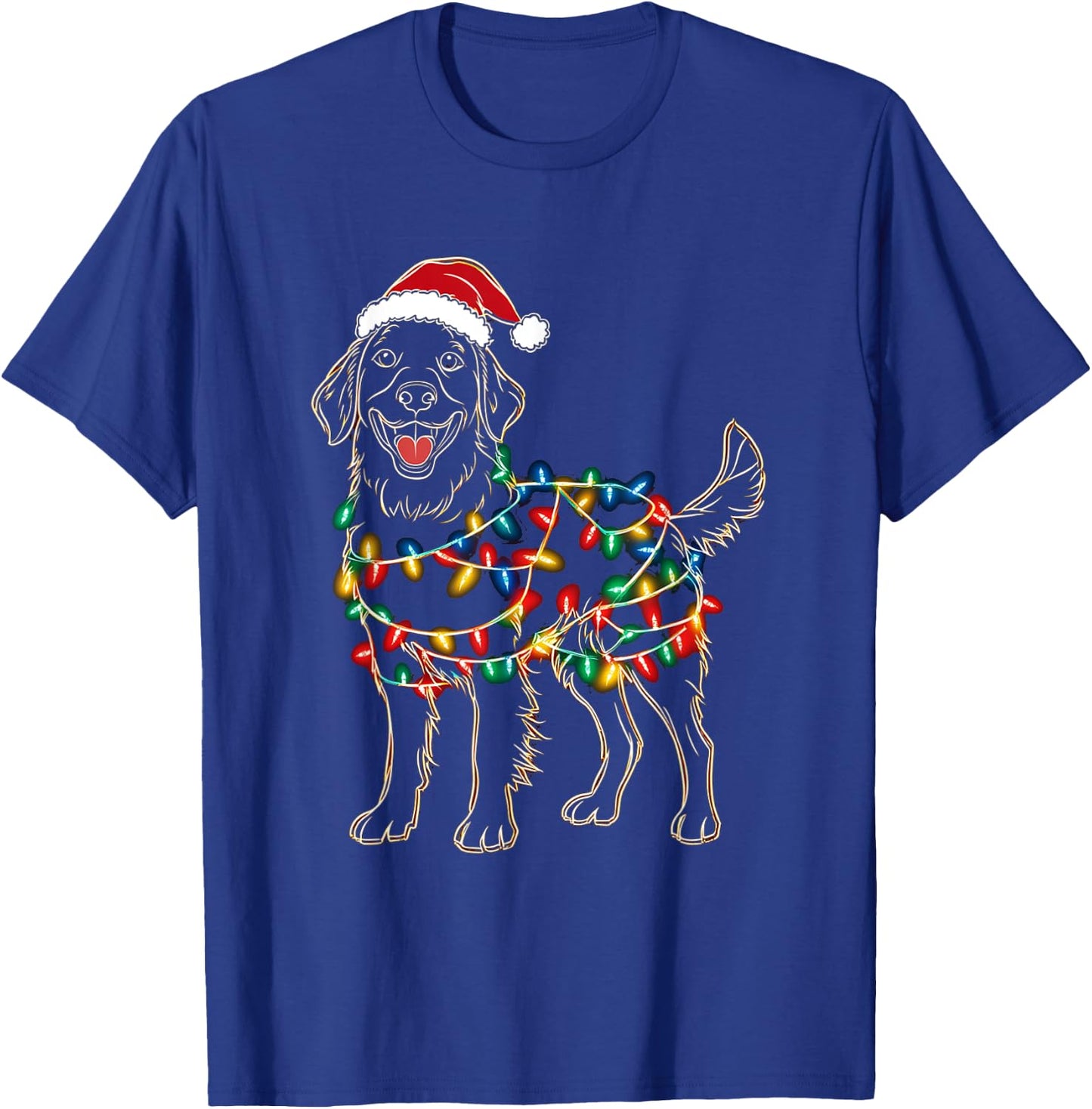 Funny Santa Golden Retriever Retriever Christmas Lights Dog T-Shirt - T-Shirt | Royal