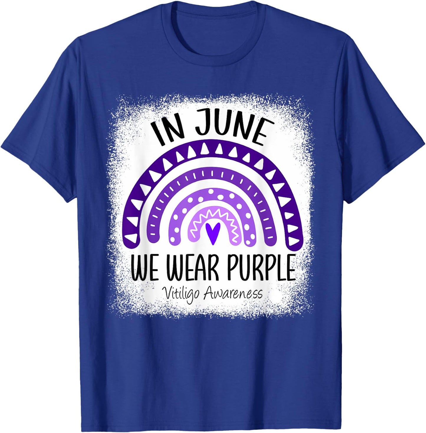 Rainbow In June We Wear Purple Vitiligo Awareness Ribbon T-Shirt - T-Shirt | Royal