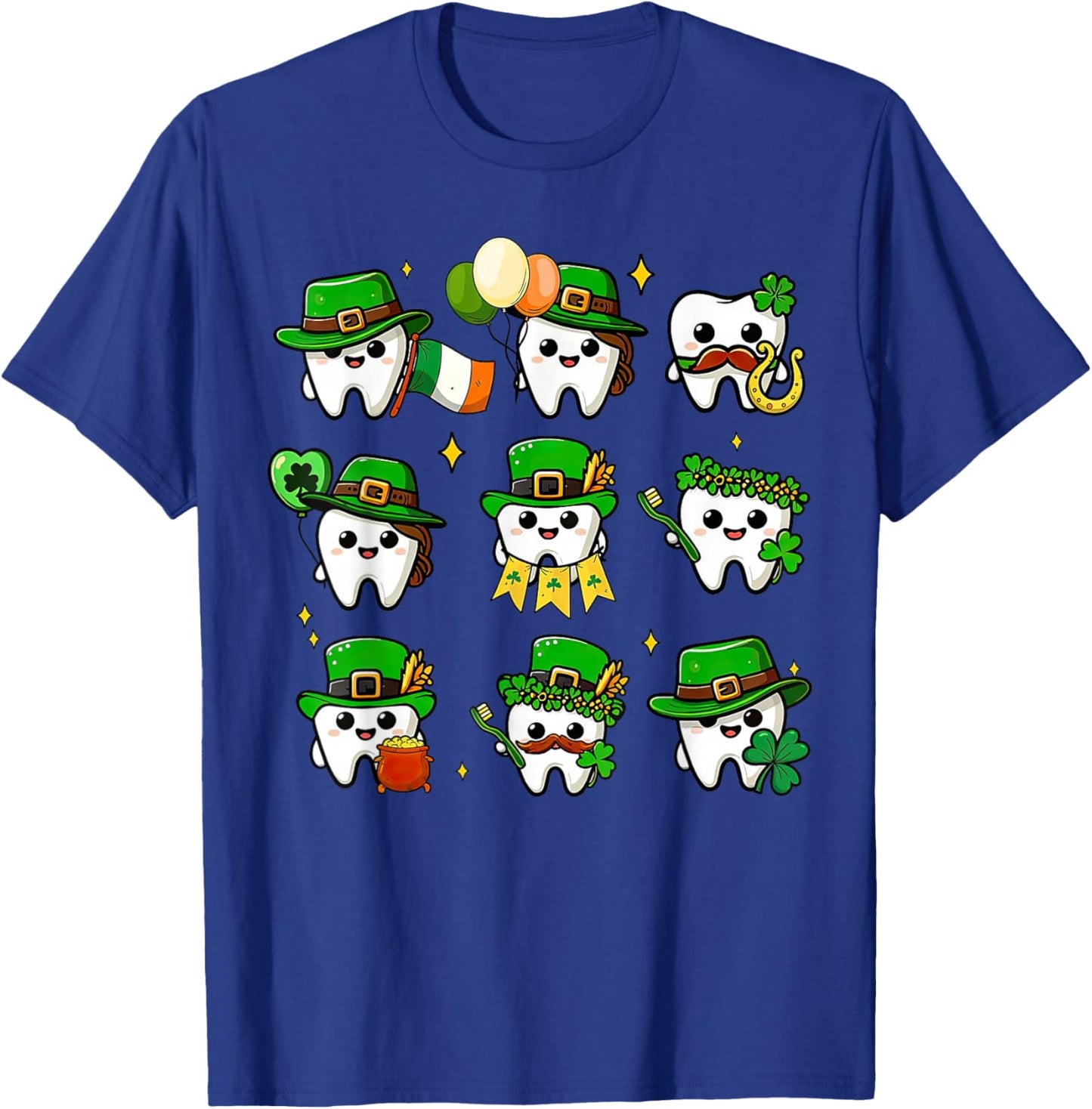 Dental Teeth St Patrick's Day Irish Dentist Shamrock T-Shirt - T-Shirt | Royal