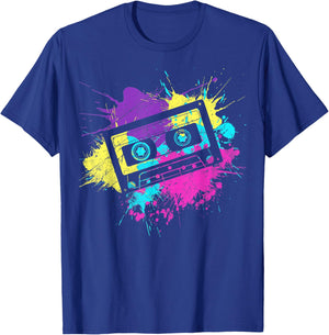 80s vibe Retro 90s vibe Cassette paint splash costume party T-Shirt - T-Shirt | Royal