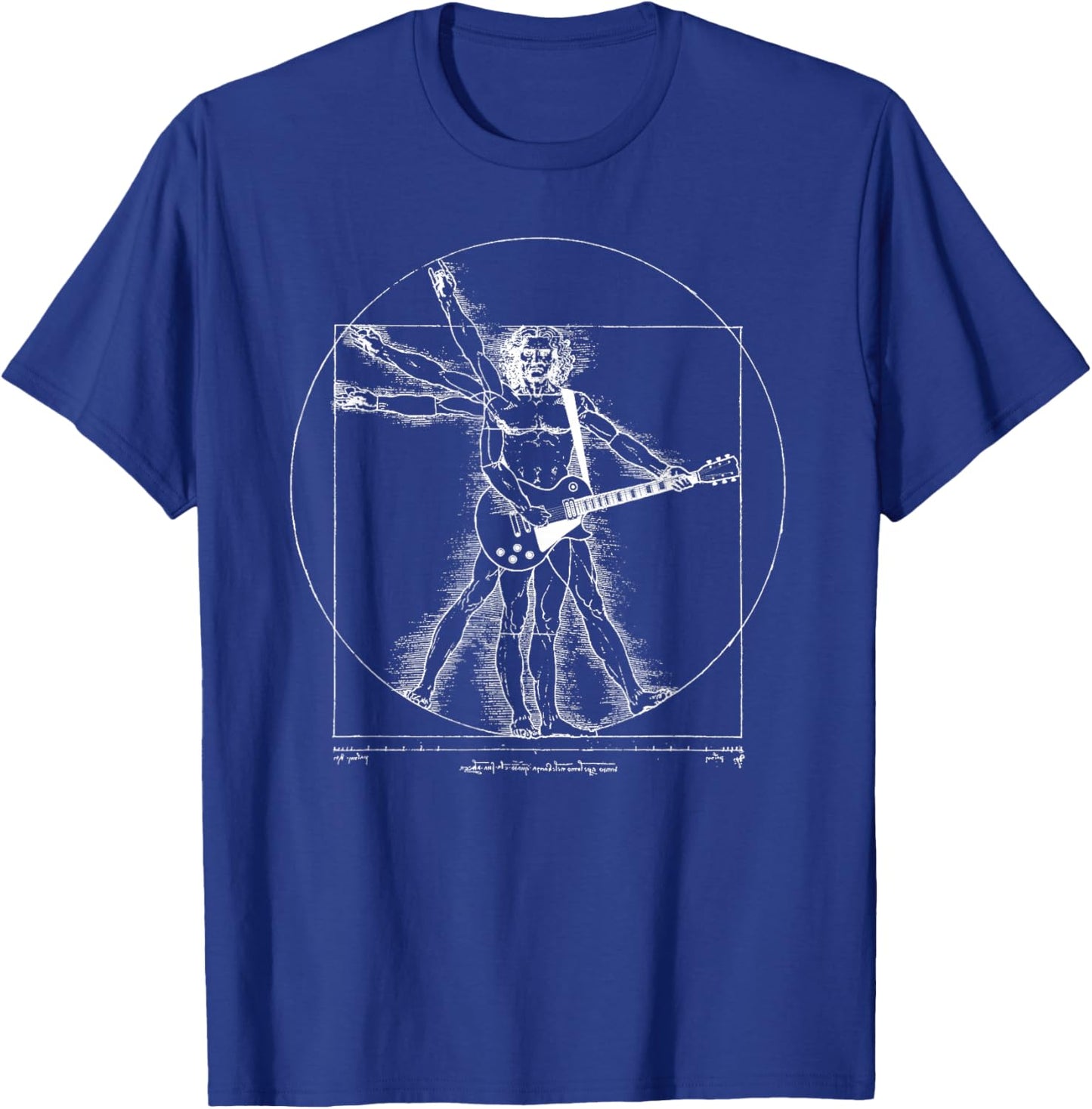 Funny Guitar Player Da Vinci Vitruvian Man Musicians T-Shirt - T-Shirt | Royal