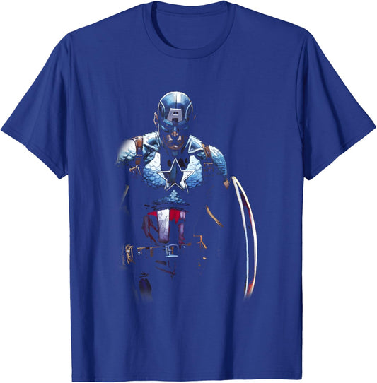 Marvel Comics Classic Captain America Dark Justice Poster T-Shirt - T-Shirt | Royal