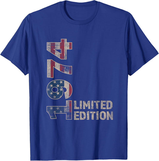 51th Birthday Gift men Vintage born 1974 turning 51 Year Old T-Shirt - T-Shirt | Royal