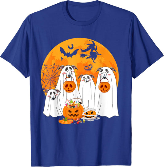 Group Halloween Whippets As Boo Ghosts With Candies T-Shirt - T-Shirt | Royal