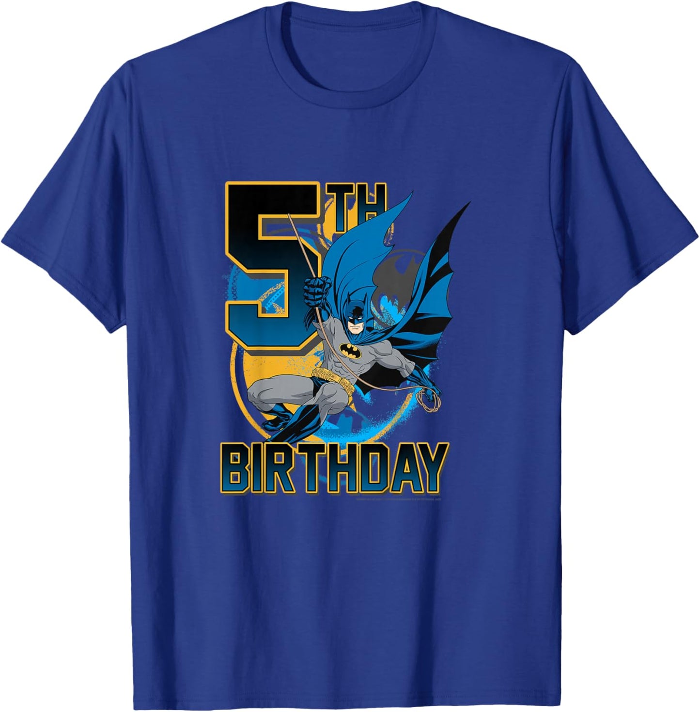 Kids DC Comics Batman 5th Birthday Classic Super Hero Pose Youth T-Shirt - T-Shirt | Royal